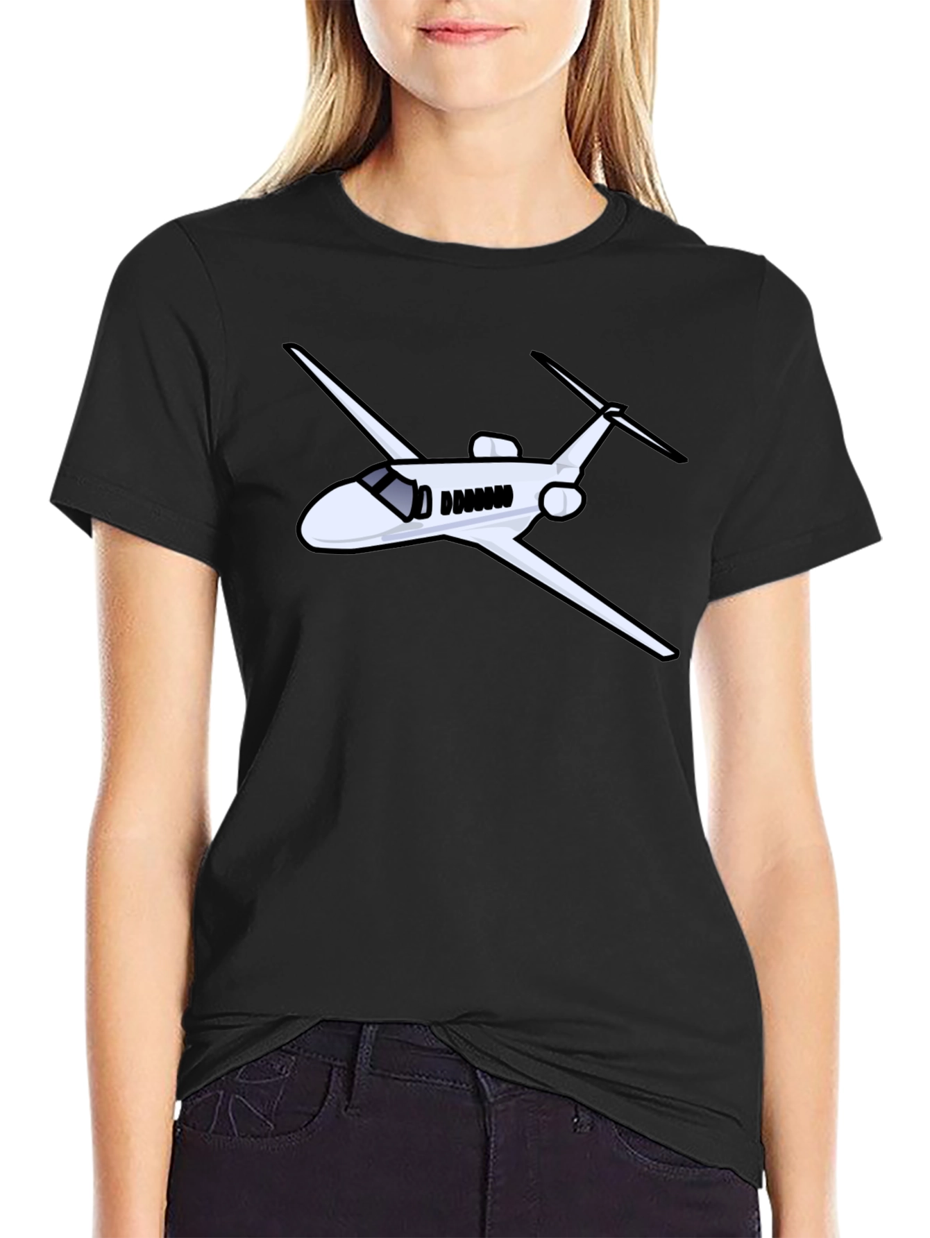 Black Airplane Graphic Black Tee - Pilot Gift view 2