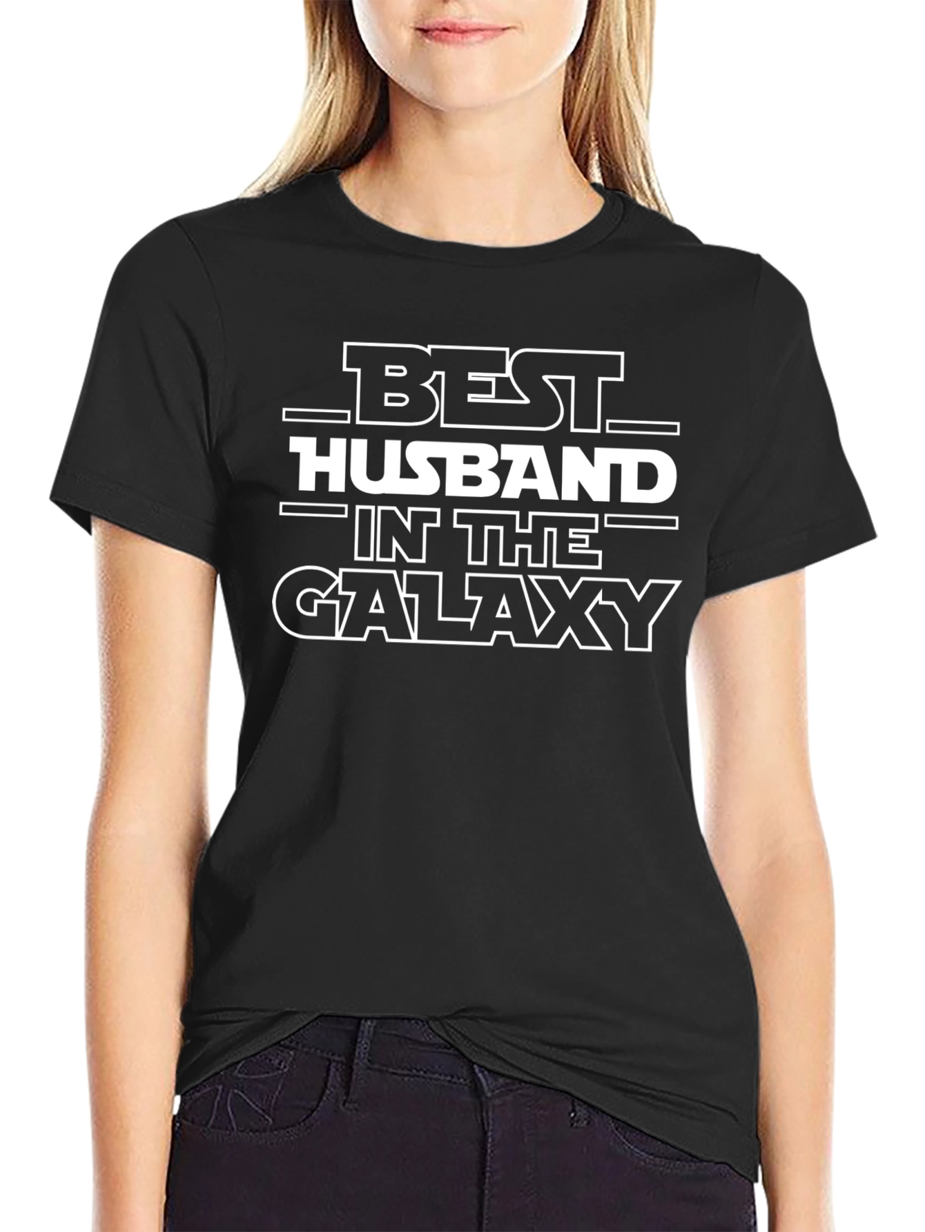 Black Best Husband in the Galaxy T-Shirt - Black view 2