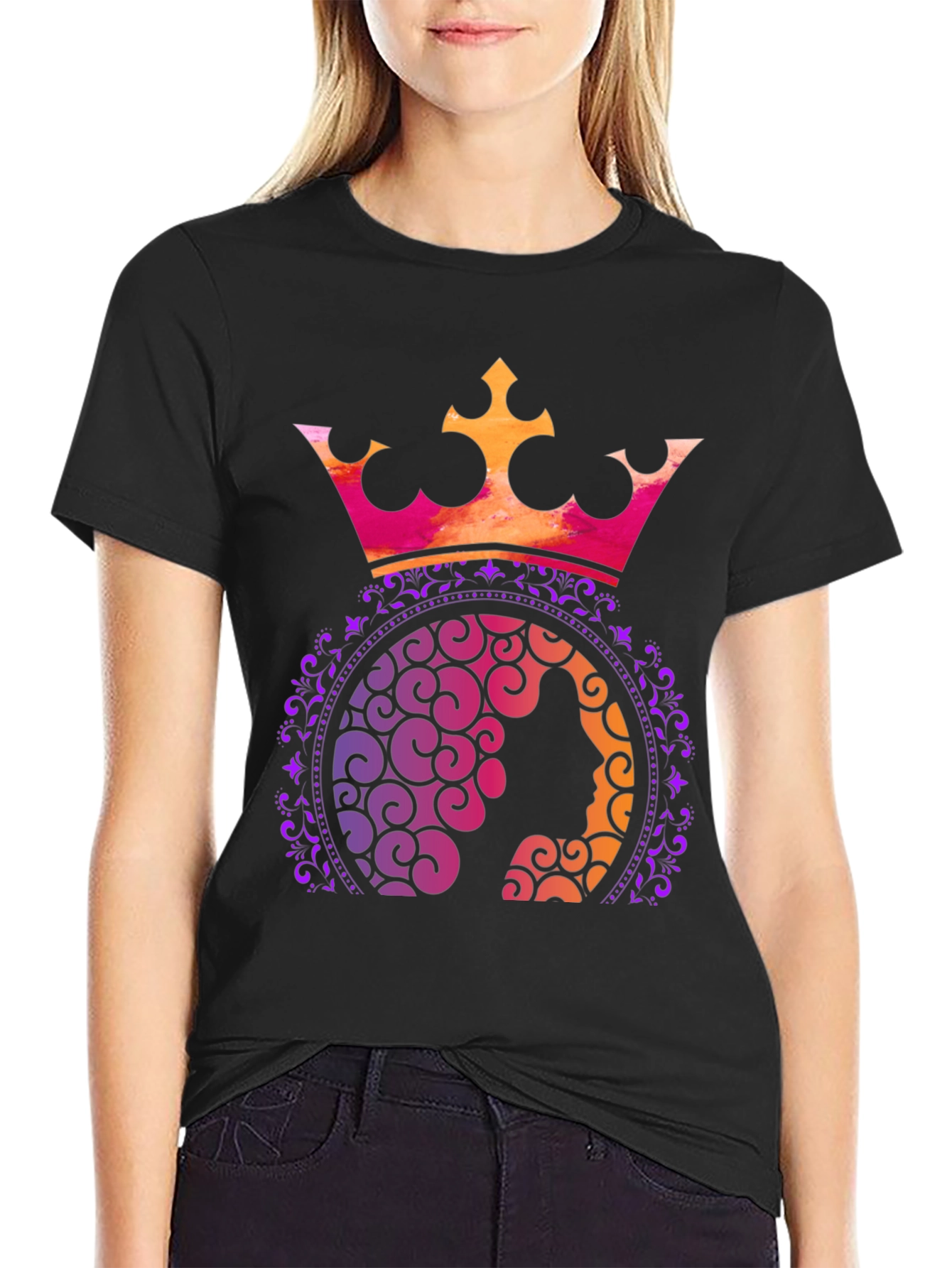 Black Queen Crown Graphic T-Shirt - Stylish Tee view 2