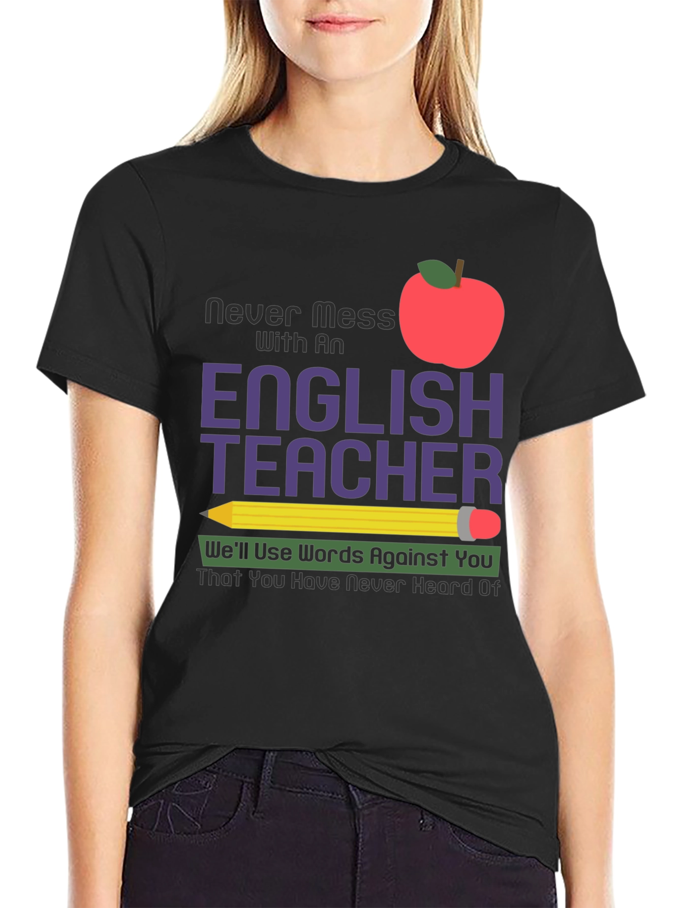 Black English Teacher Graphic T-Shirt view 2