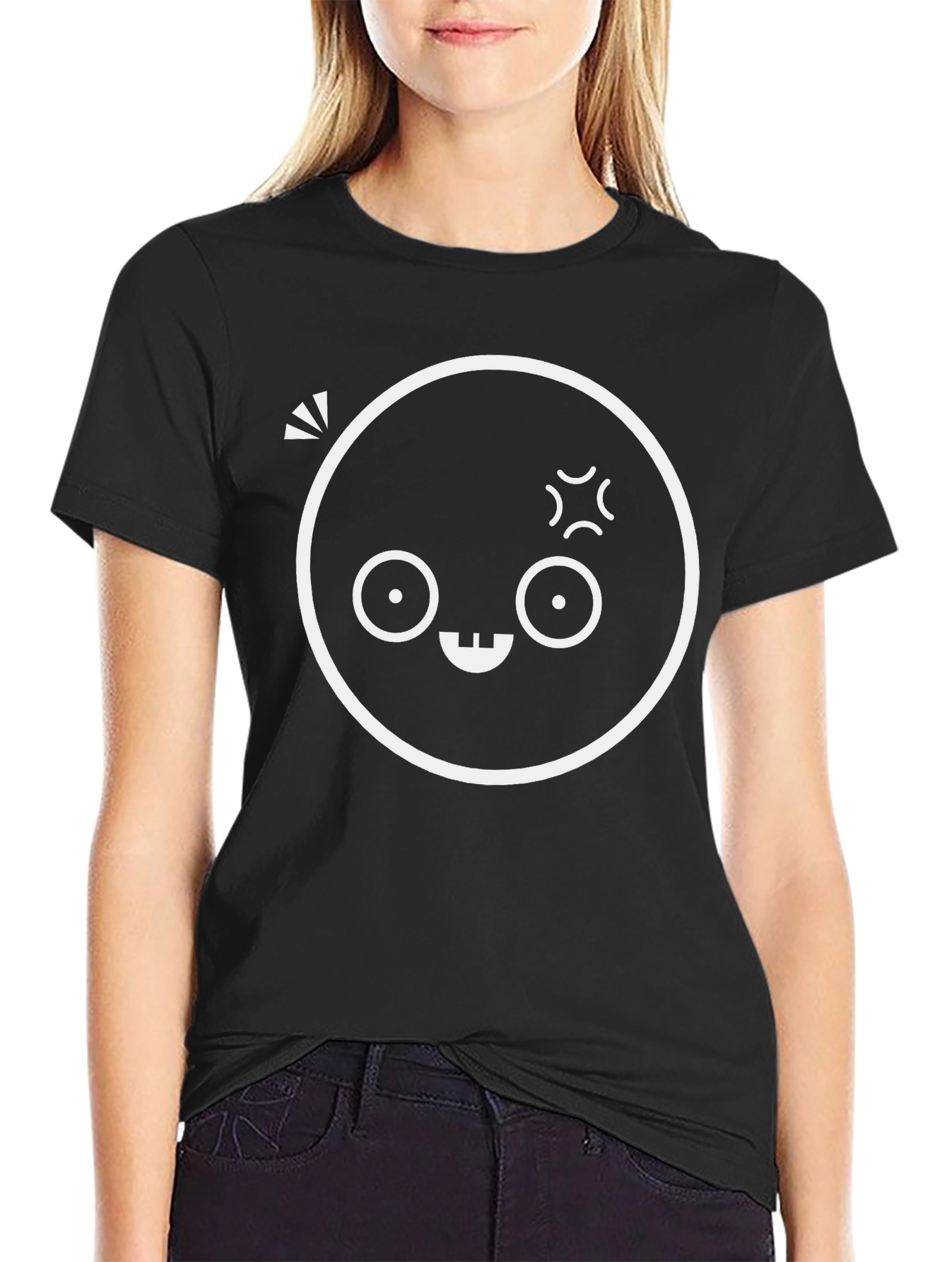 Black Funny Face Black T-Shirt view 2