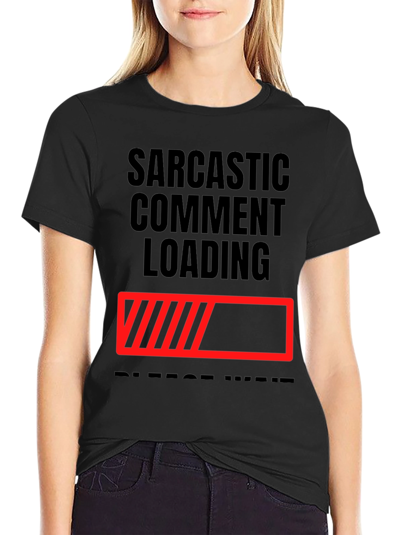 Black Sarcastic Comment Loading T-Shirt - Funny Novelty Tee view 2