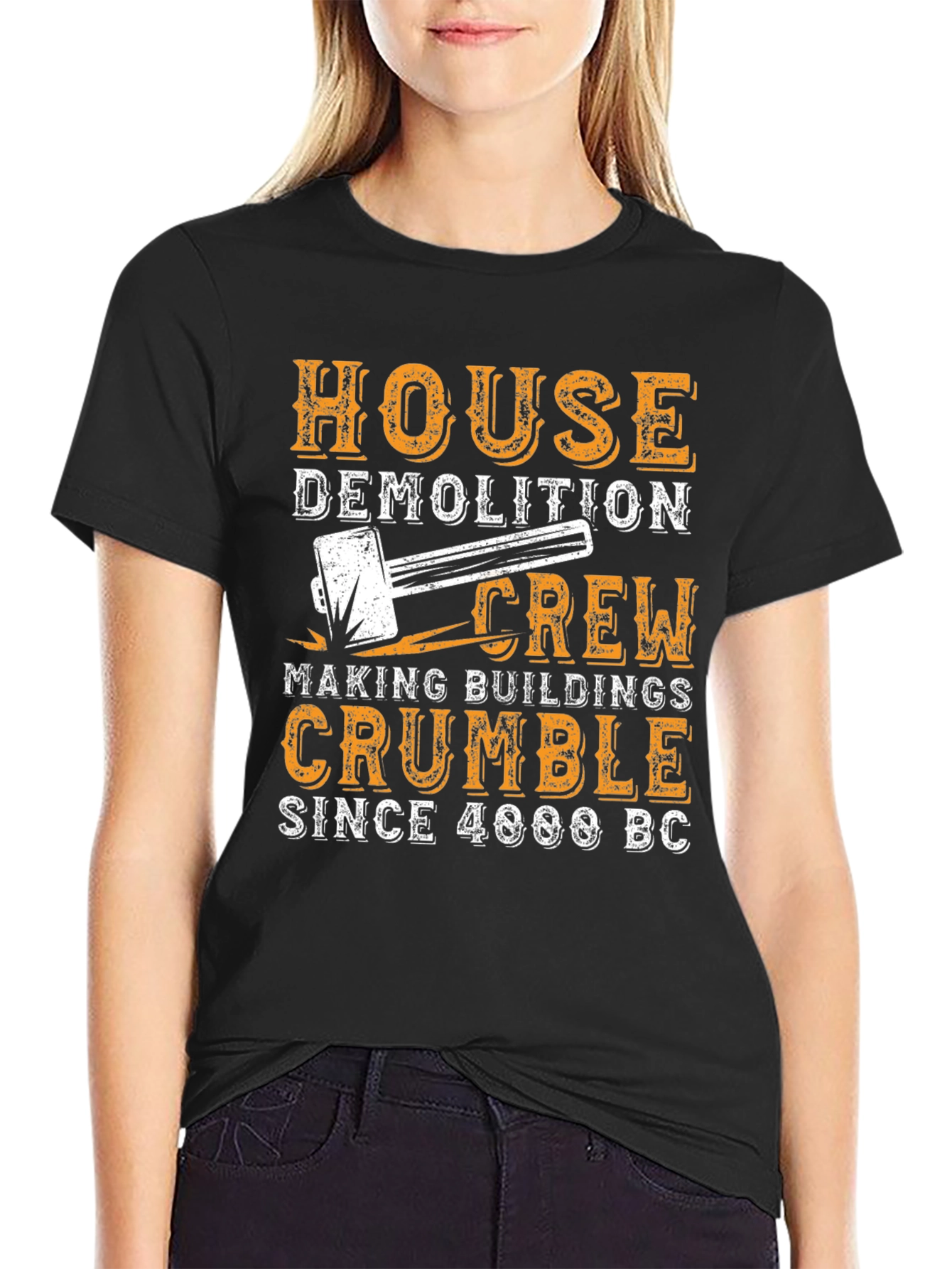Black House Demolition Crew T-Shirt - Funny Construction Tee view 2