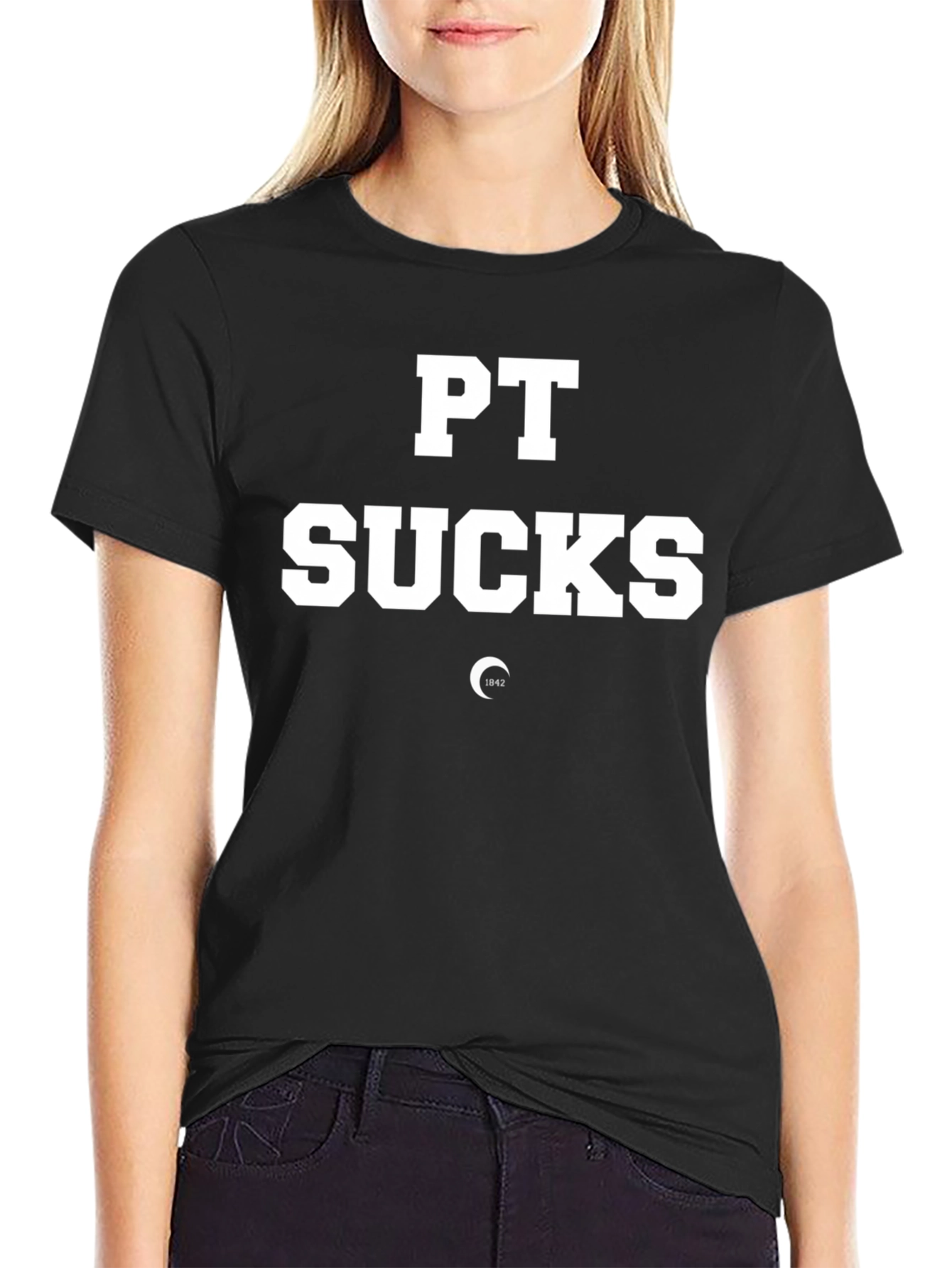 Black PT Sucks T-Shirt - Funny Workout Tee view 2