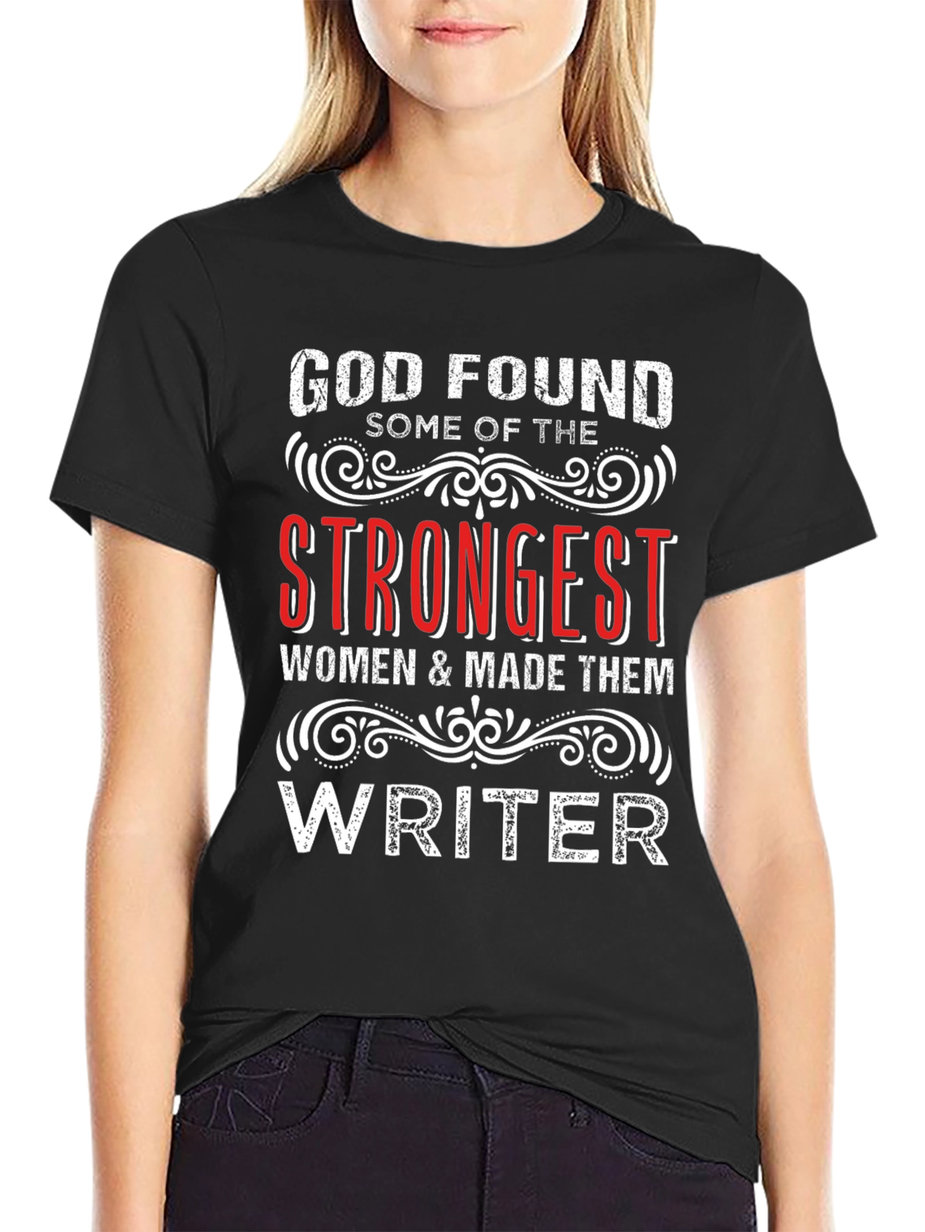 Black God Found Strongest Women Writer T-Shirt view 2