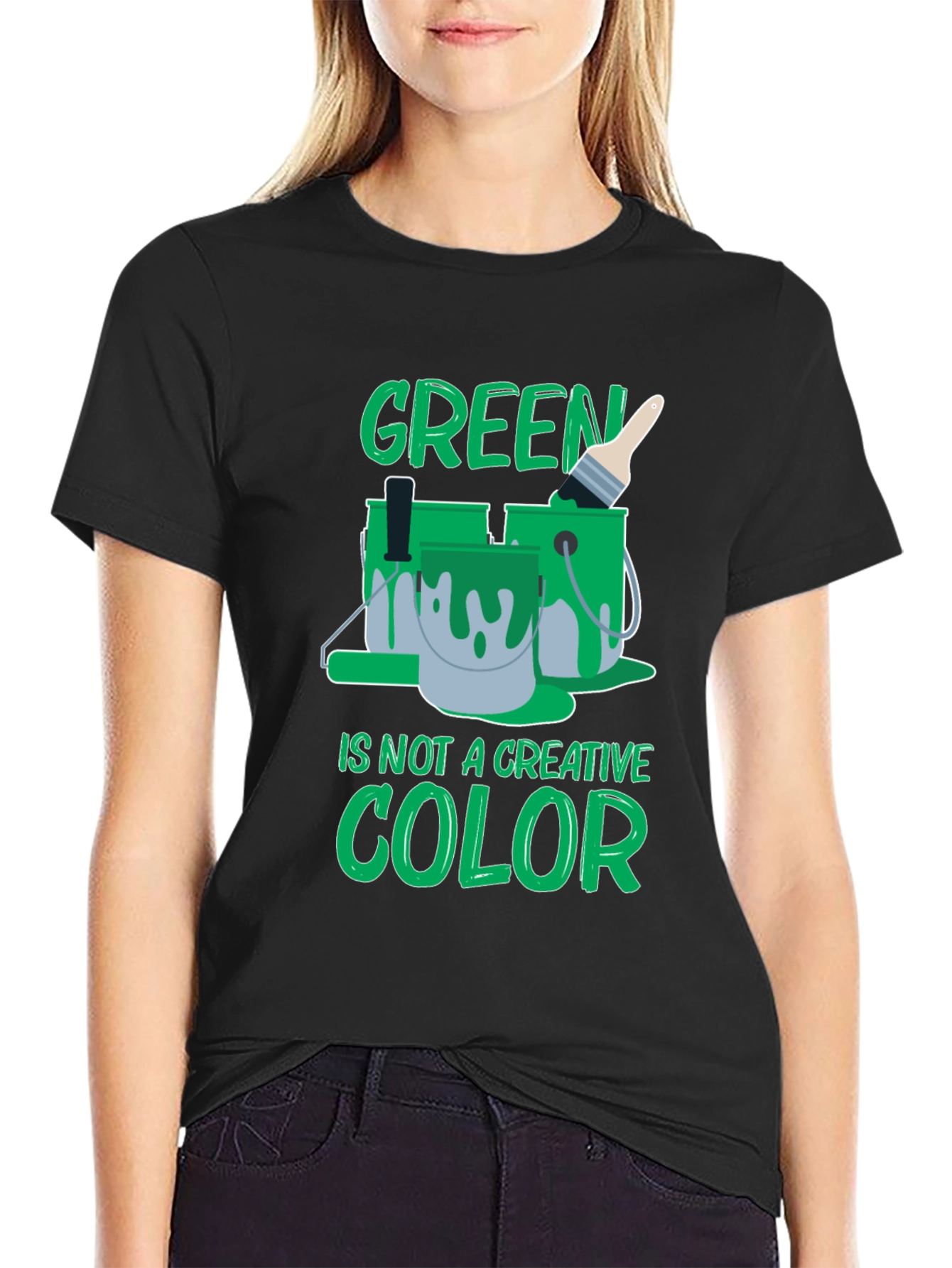Black Green Is Not a Creative Color Graphic Tee view 2