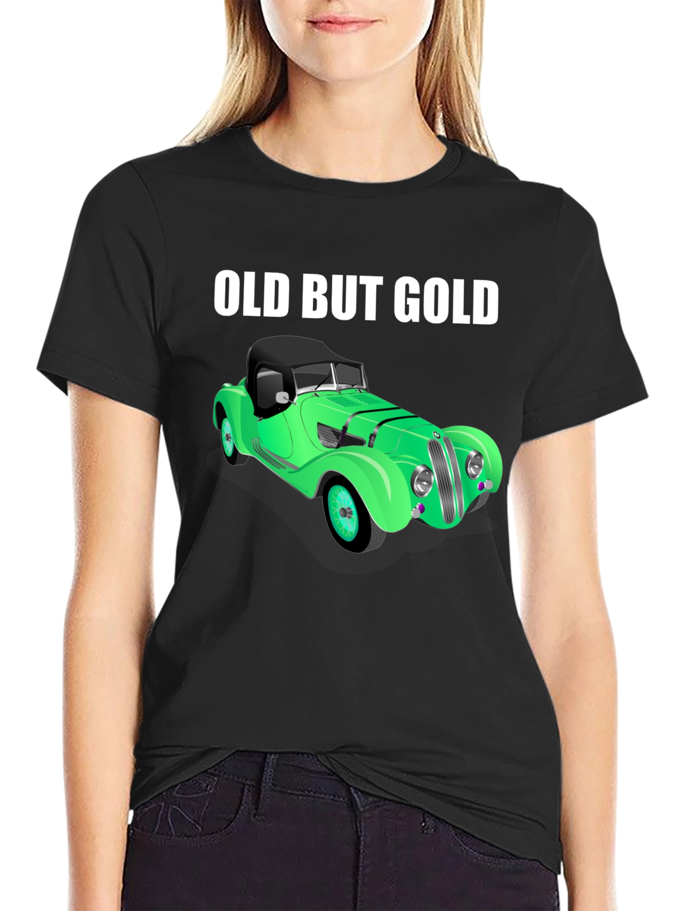 Black Old But Gold Vintage Car T-Shirt view 2