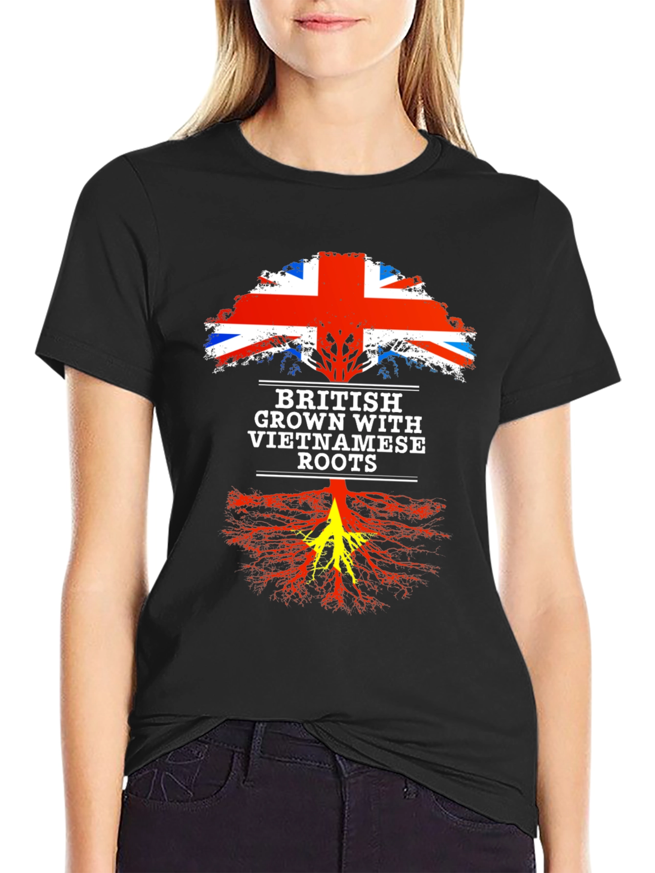 Black British Grown with Vietnamese Roots T-Shirt view 2