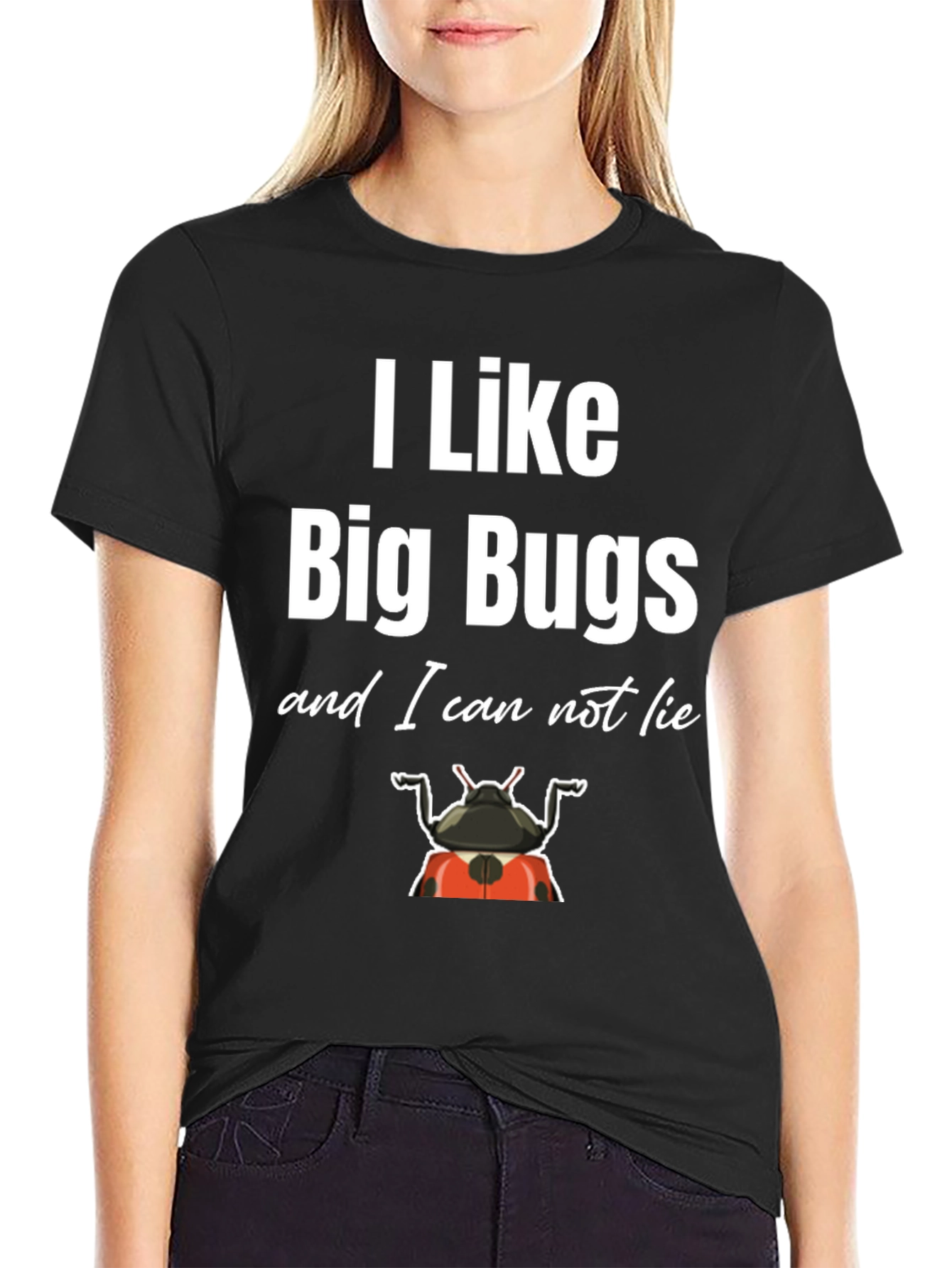 Black I Like Big Bugs Funny Graphic T-Shirt view 2