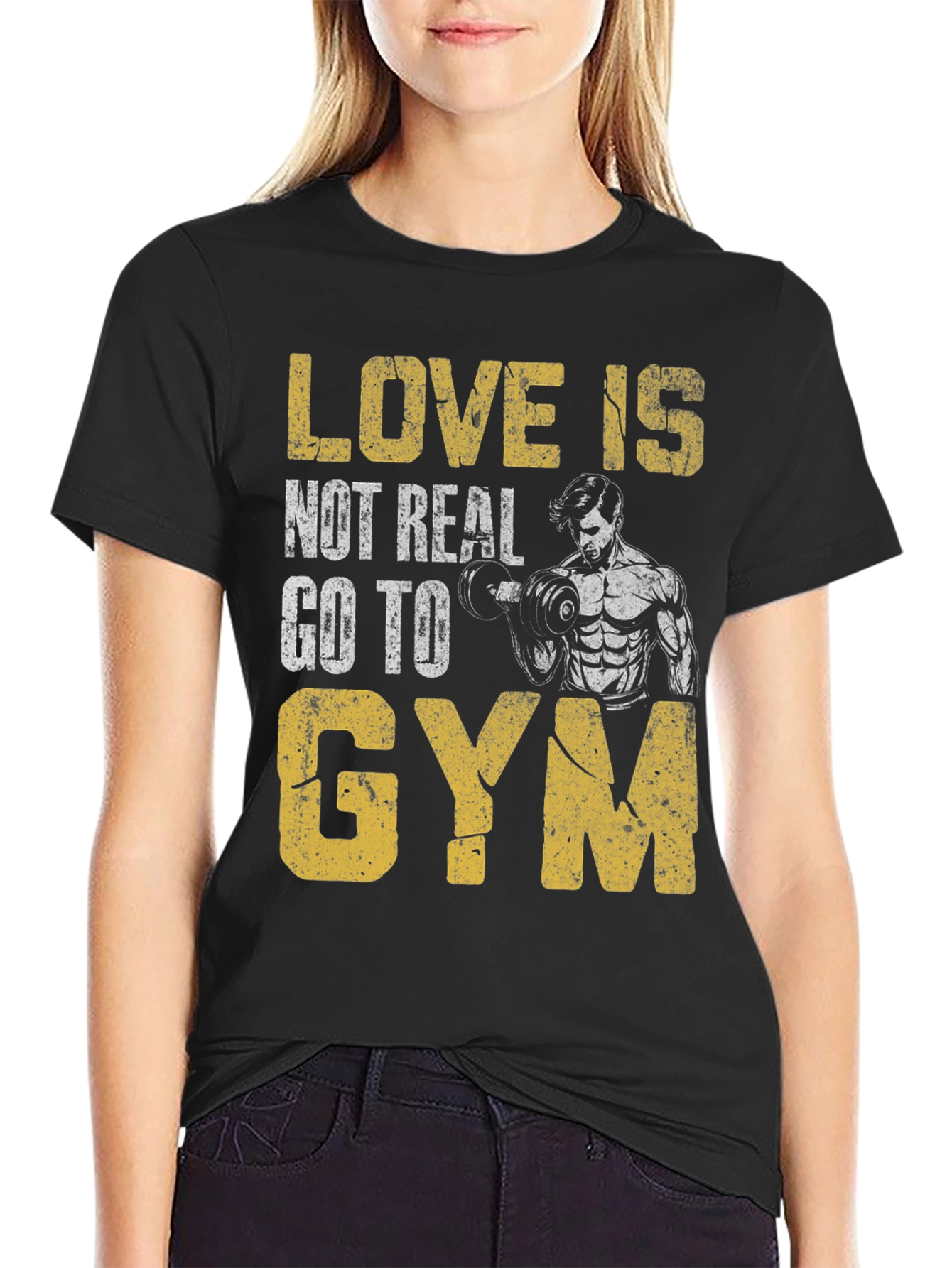 Black Love is Not Real Gym T-Shirt view 2
