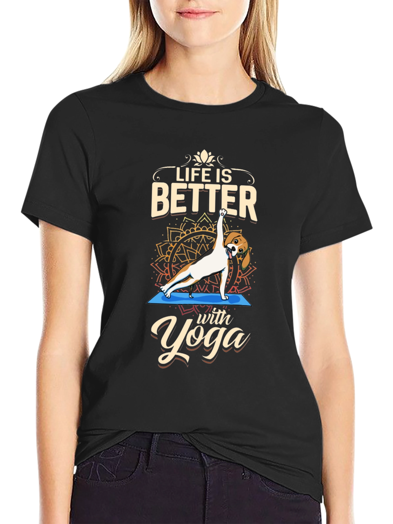 Black Life is Better with Yoga Dog T-Shirt view 2