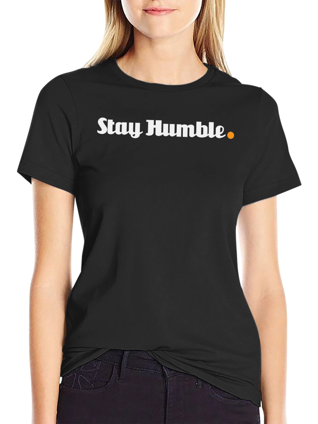 Black Stay Humble Graphic Tee - Soft Cotton Blend Casual T-Shirt view 2