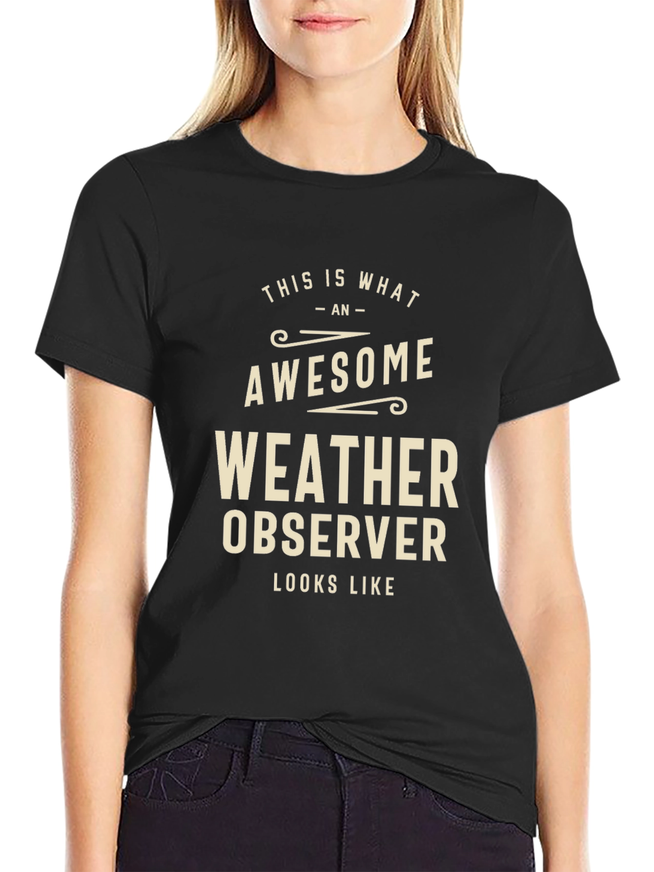 Black Awesome Weather Observer Graphic T-Shirt view 2