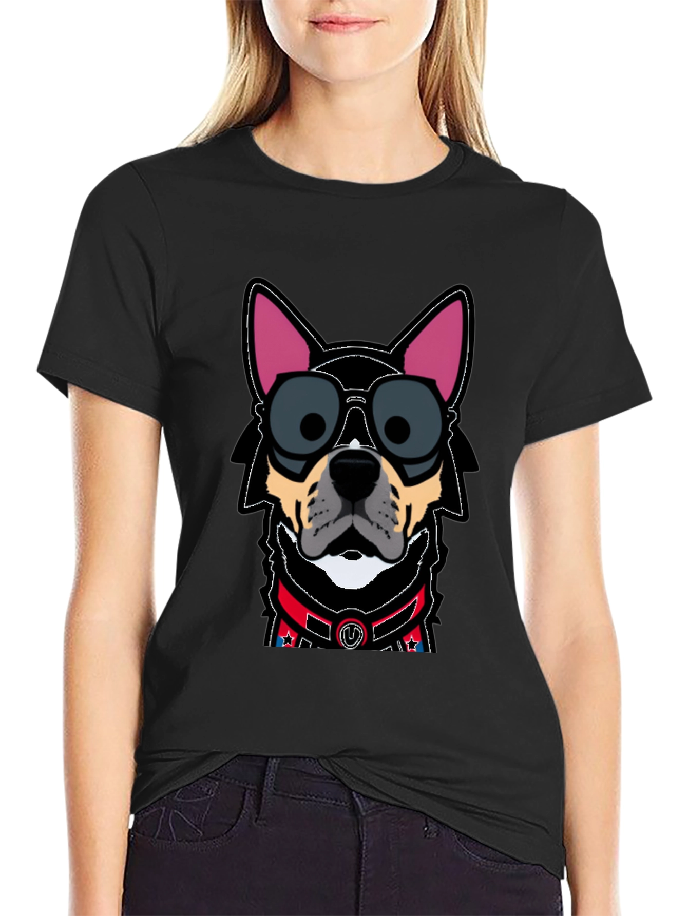 Black Dog in Sunglasses T-Shirt - Cool Canine Design view 2