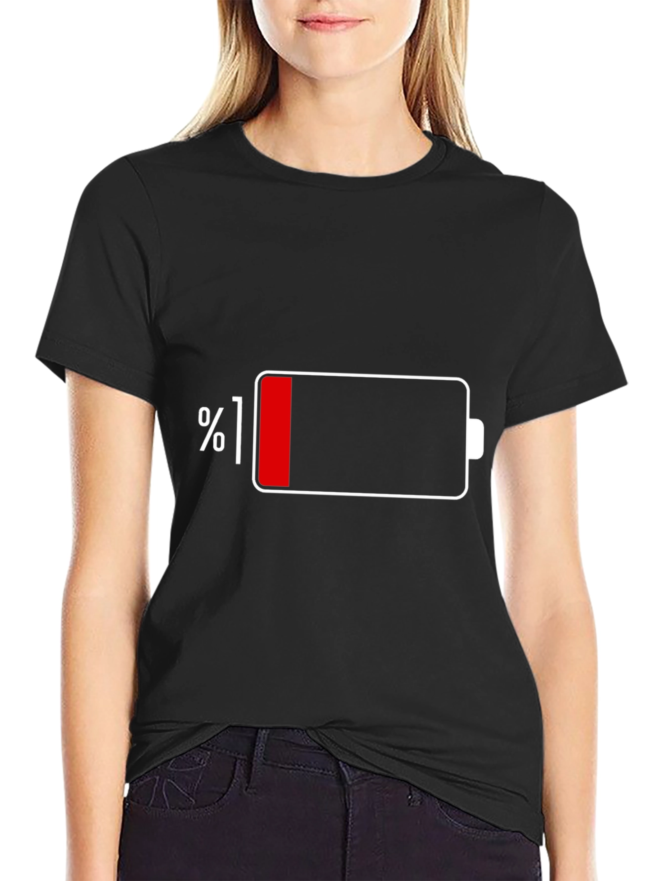 Black Low Battery Men's Graphic T-Shirt - Black view 2