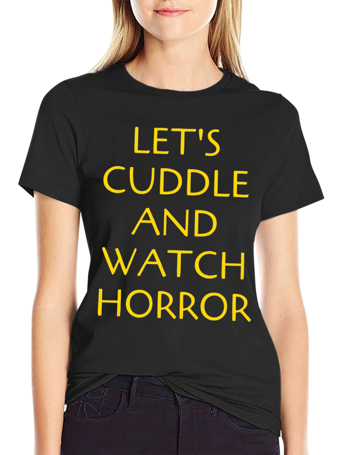 Black Cuddle and Watch Horror T-Shirt view 2