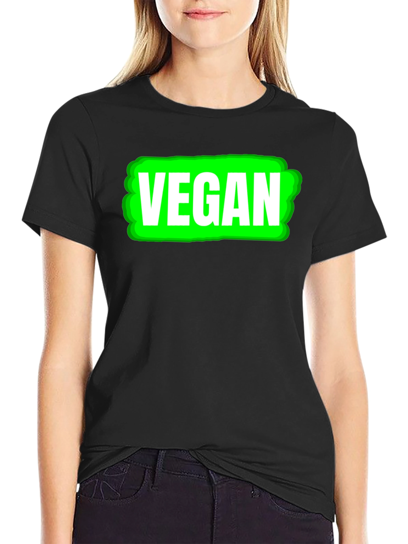 Black Vegan Graphic T-Shirt - Black, Unisex view 2