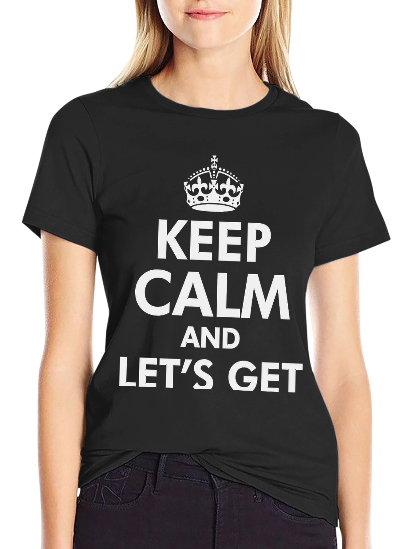 Black Keep Calm Funny Novelty Graphic T-Shirt view 2