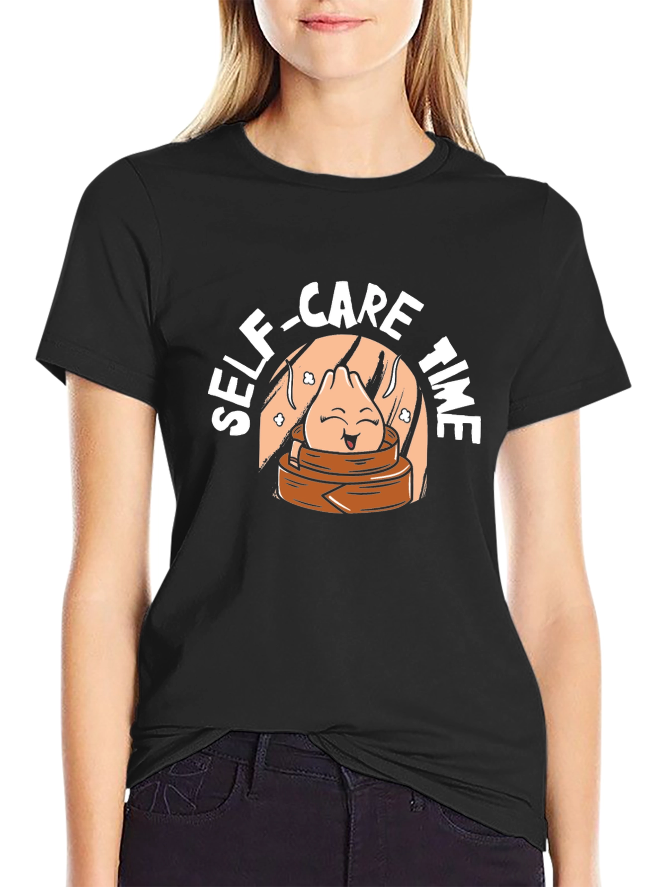 Black Self-Care Time Dumpling Graphic Tee view 2