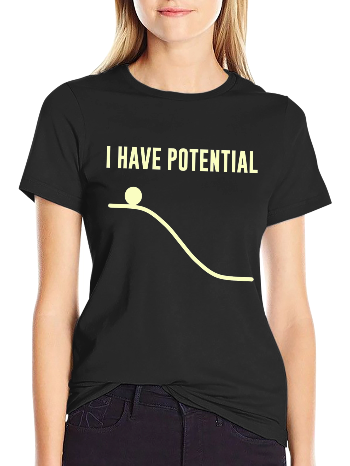 Black I Have Potential T-Shirt - Physics Humor Tee view 2