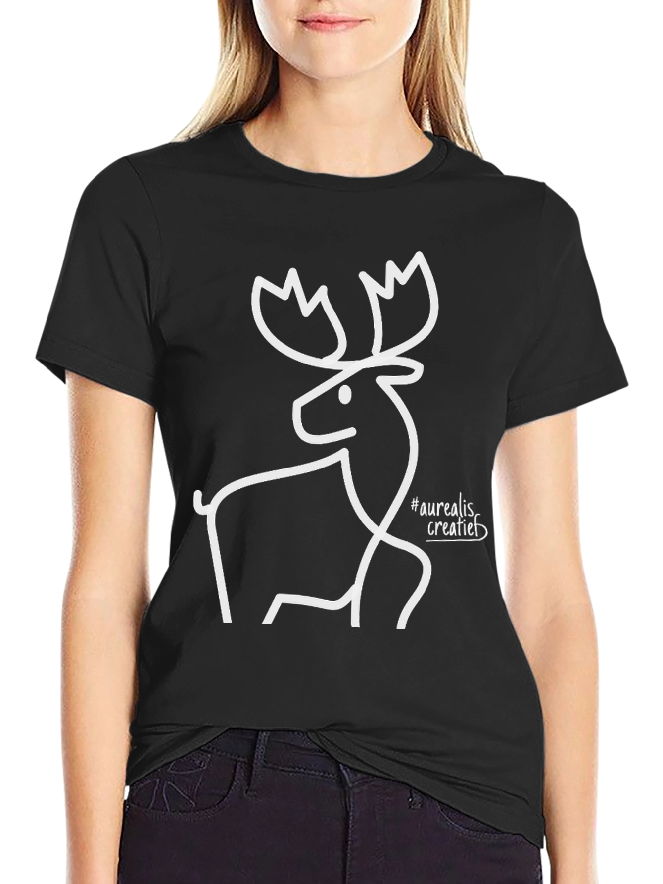 Black Minimalist Moose T-Shirt - Stylish Graphic Tee view 2