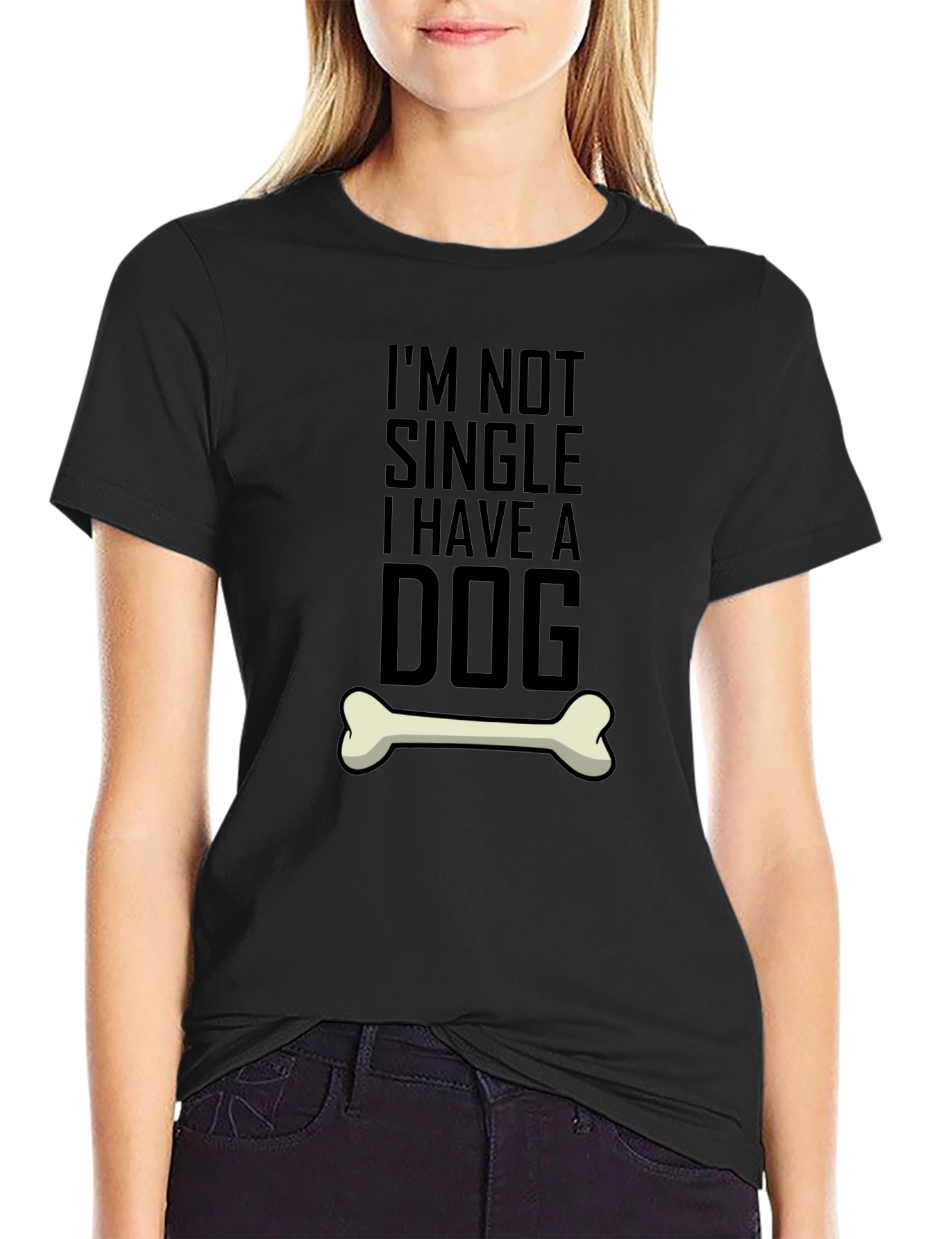 Black Dog Lover T-Shirt - I'm Not Single, I Have a Dog! view 2