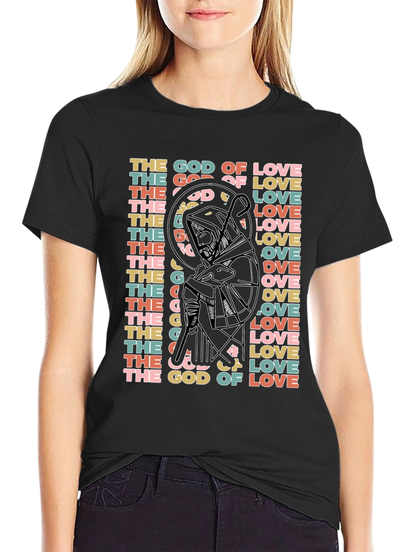 Black God of Love Graphic T-Shirt view 2