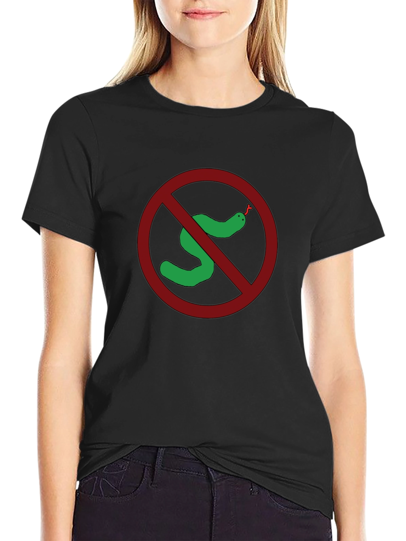 Black No Snakes Black T-Shirt Funny Graphic Tee view 2