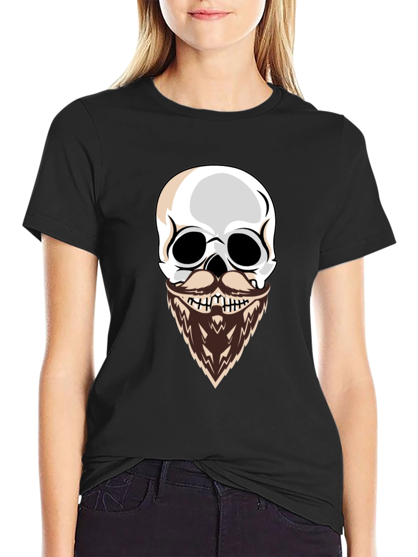 Black Skull with Beard Graphic T-Shirt - Cool & Edgy Style view 2