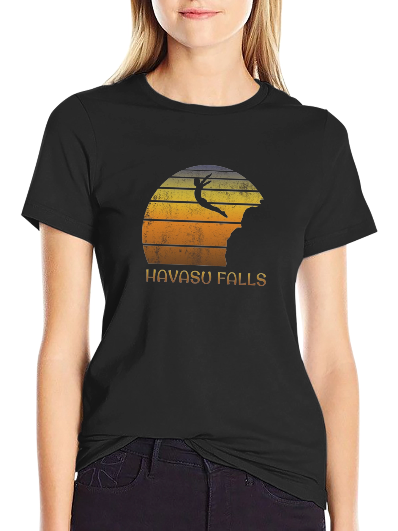 Black Havasu Falls Cliff Diver Graphic T-Shirt view 2