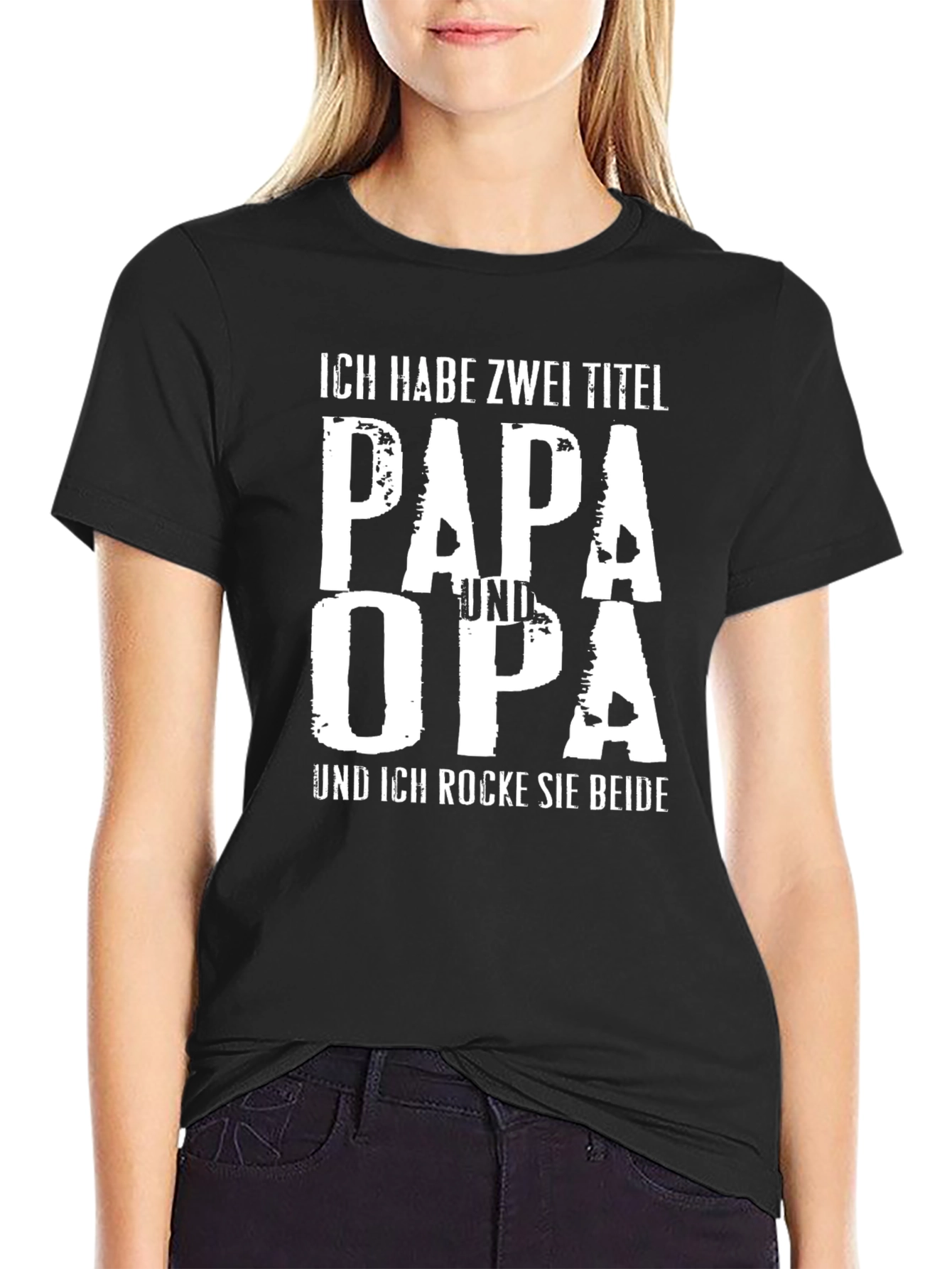 Black Papa Und Opa T-Shirt: Father & Grandfather German Text Tee view 2