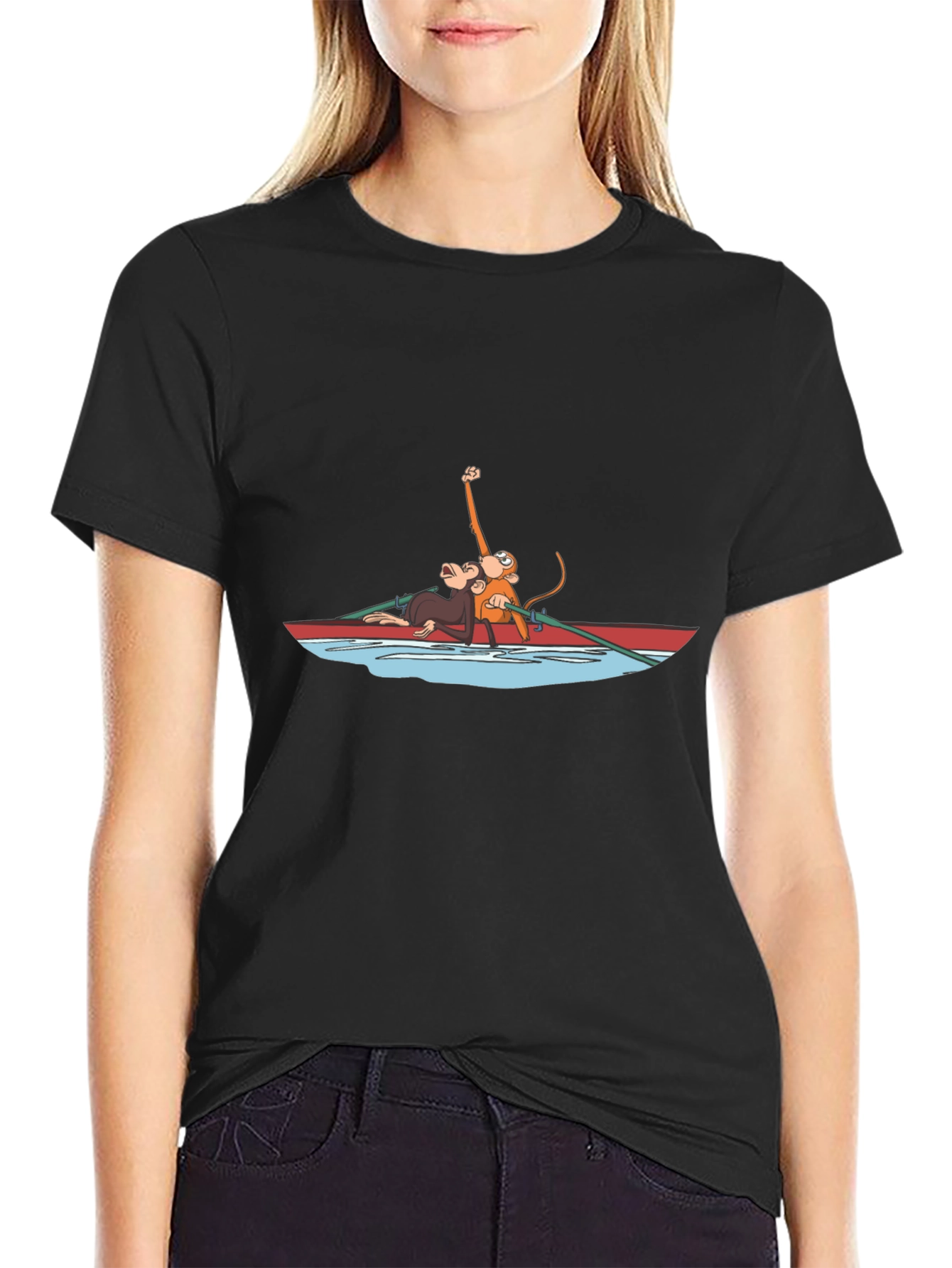 Black Monkey Rowing Boat Graphic Tee view 2