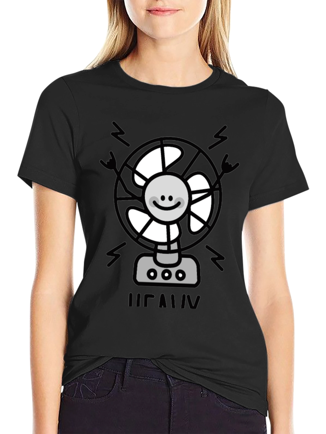 Black Funny Fan T-Shirt - Black Novelty Graphic Tee view 2