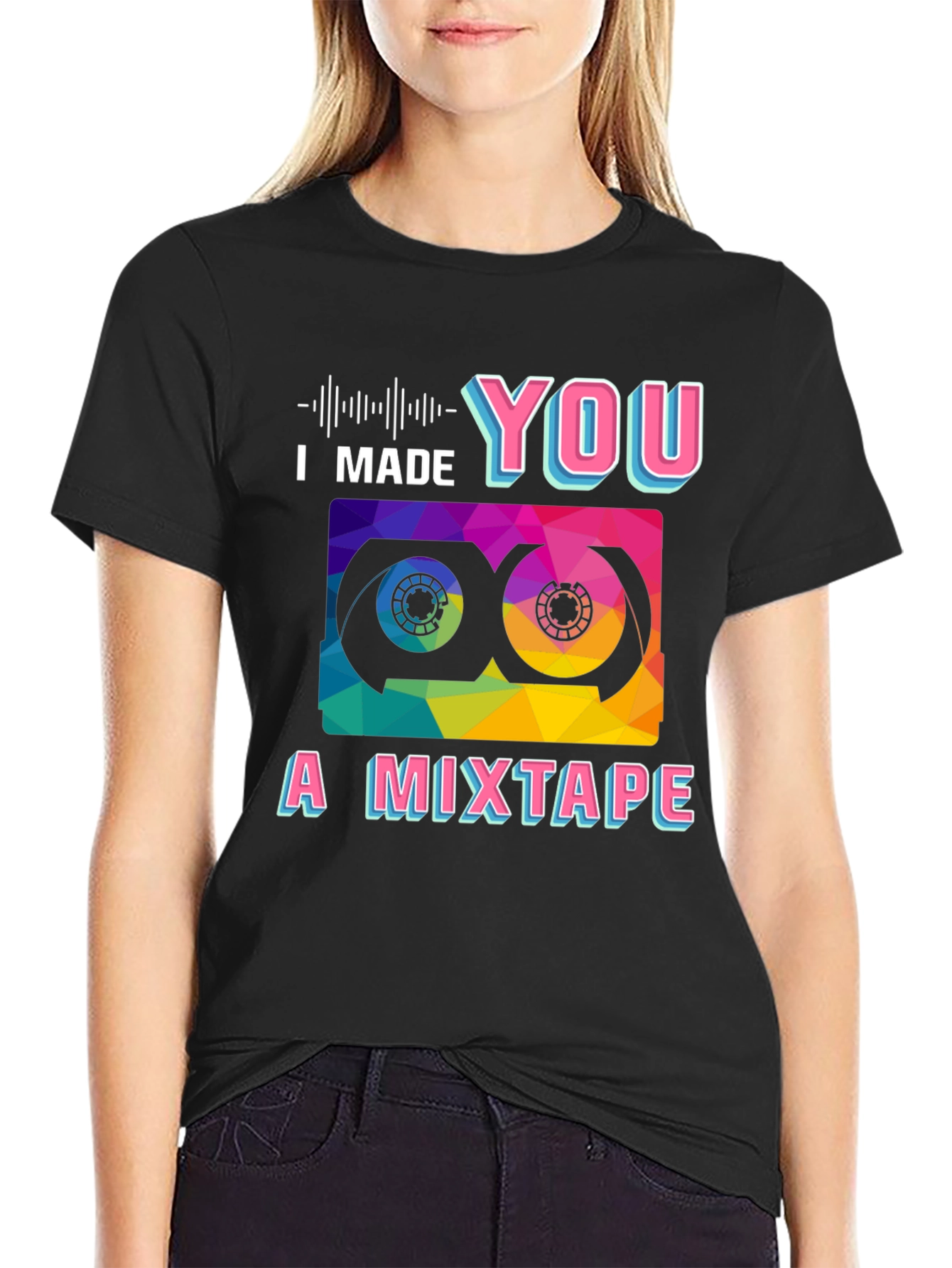 Black I Made You a Mixtape Graphic T-Shirt view 2
