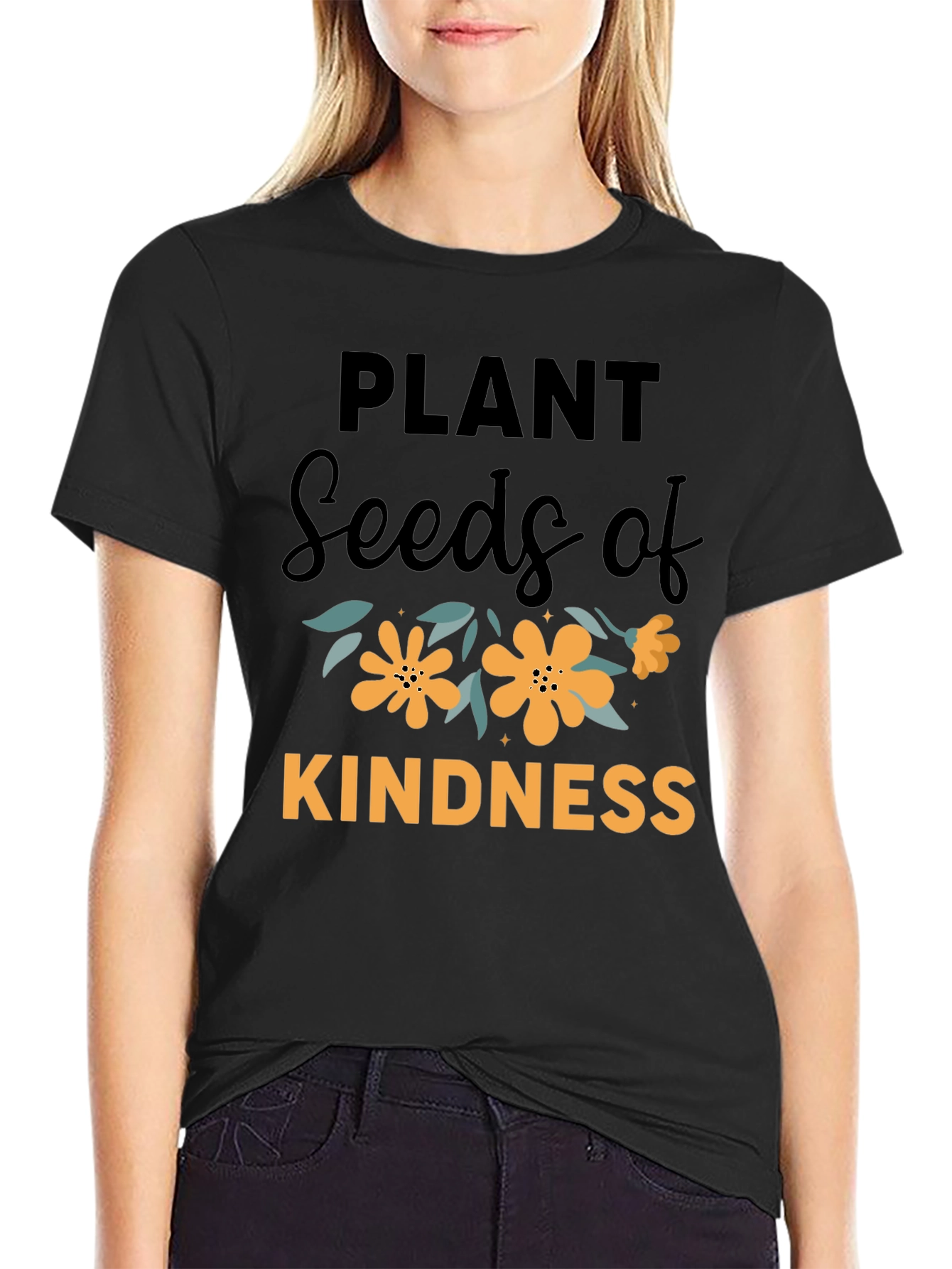 Black Plant Seeds of Kindness Graphic T-Shirt view 2