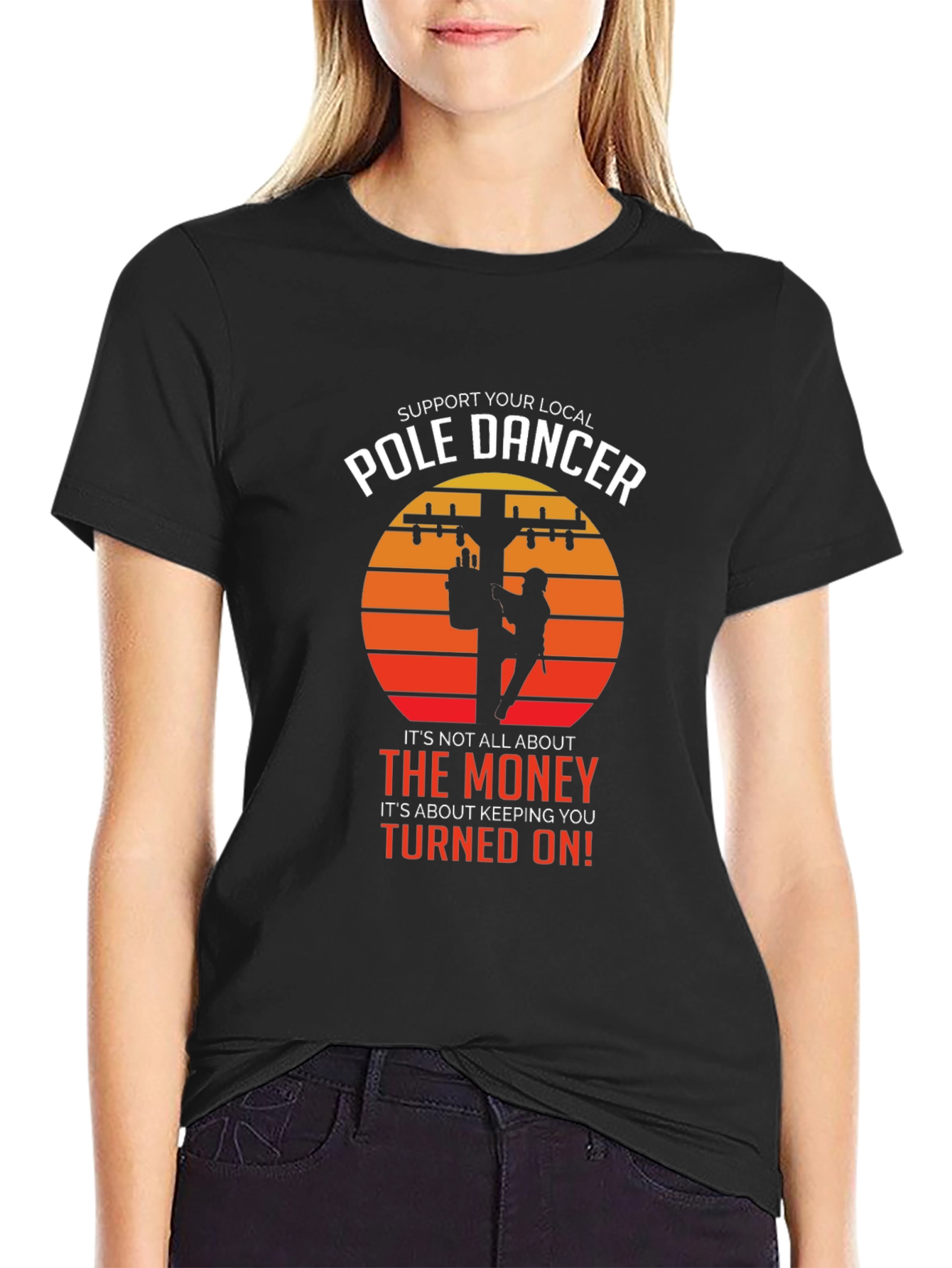 Black Support Your Local Pole Dancer T-Shirt view 2