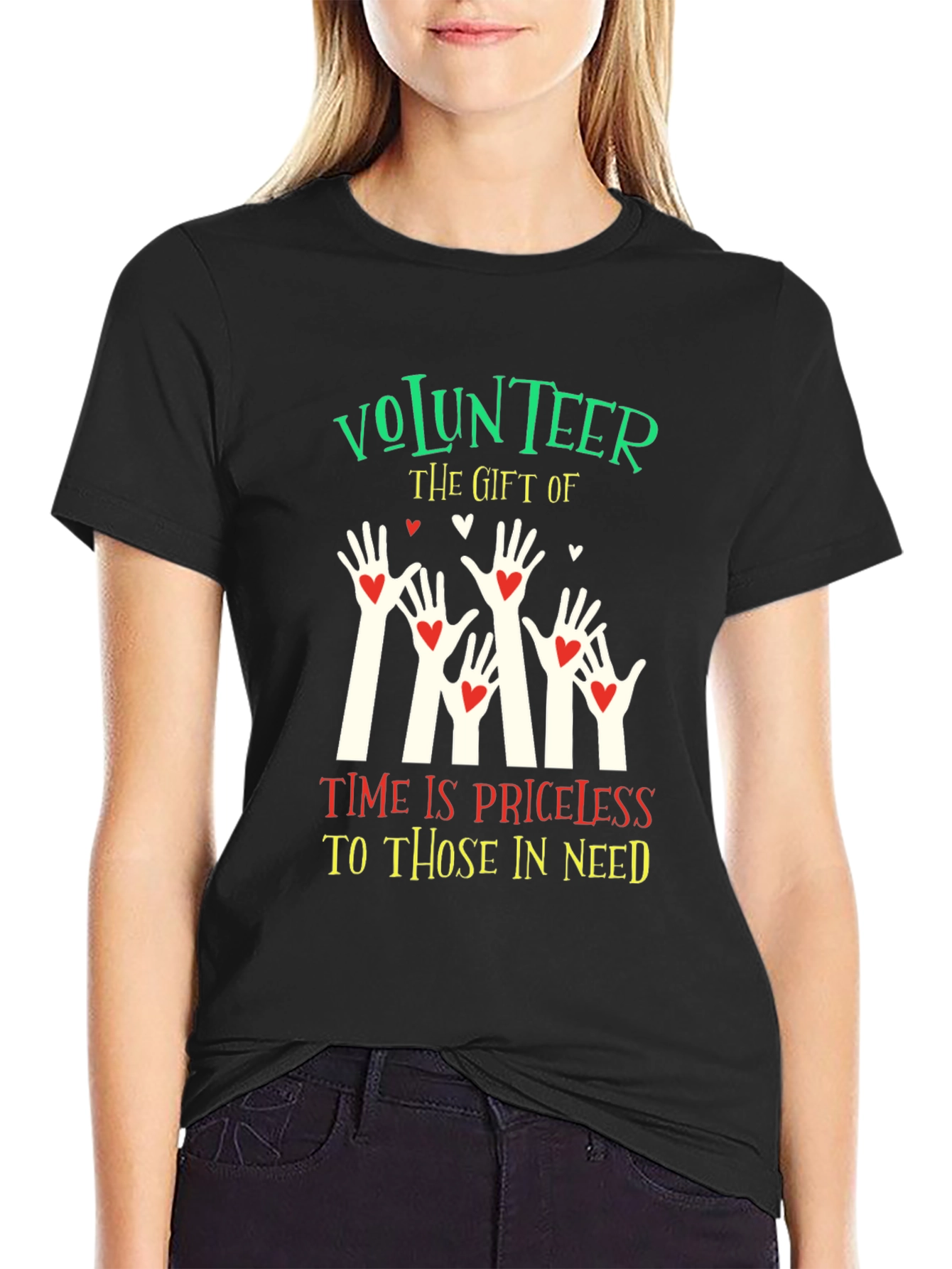 Black Volunteer T-Shirt - The Gift of Time is Priceless view 2