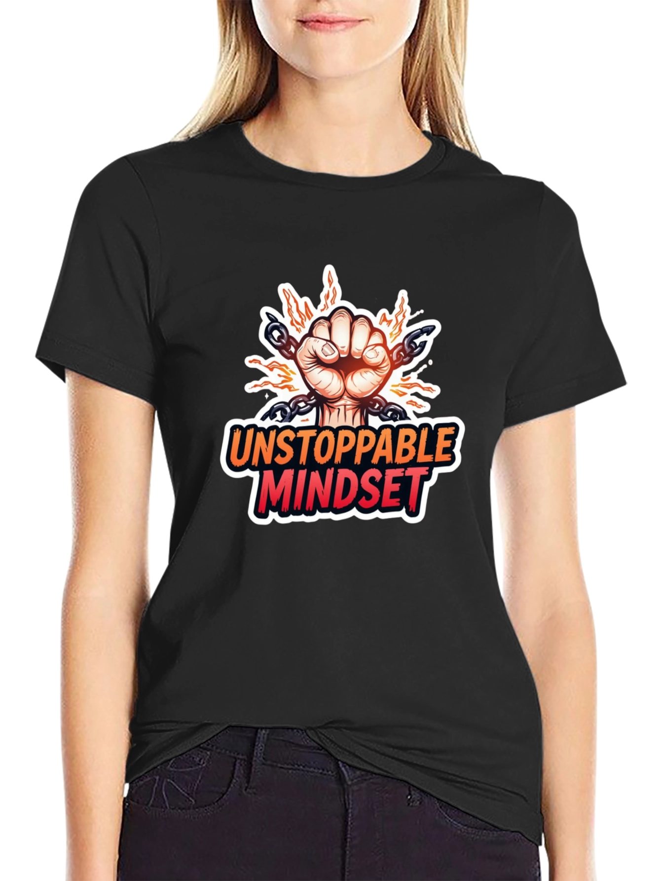Black Unstoppable Mindset Graphic T-Shirt view 2