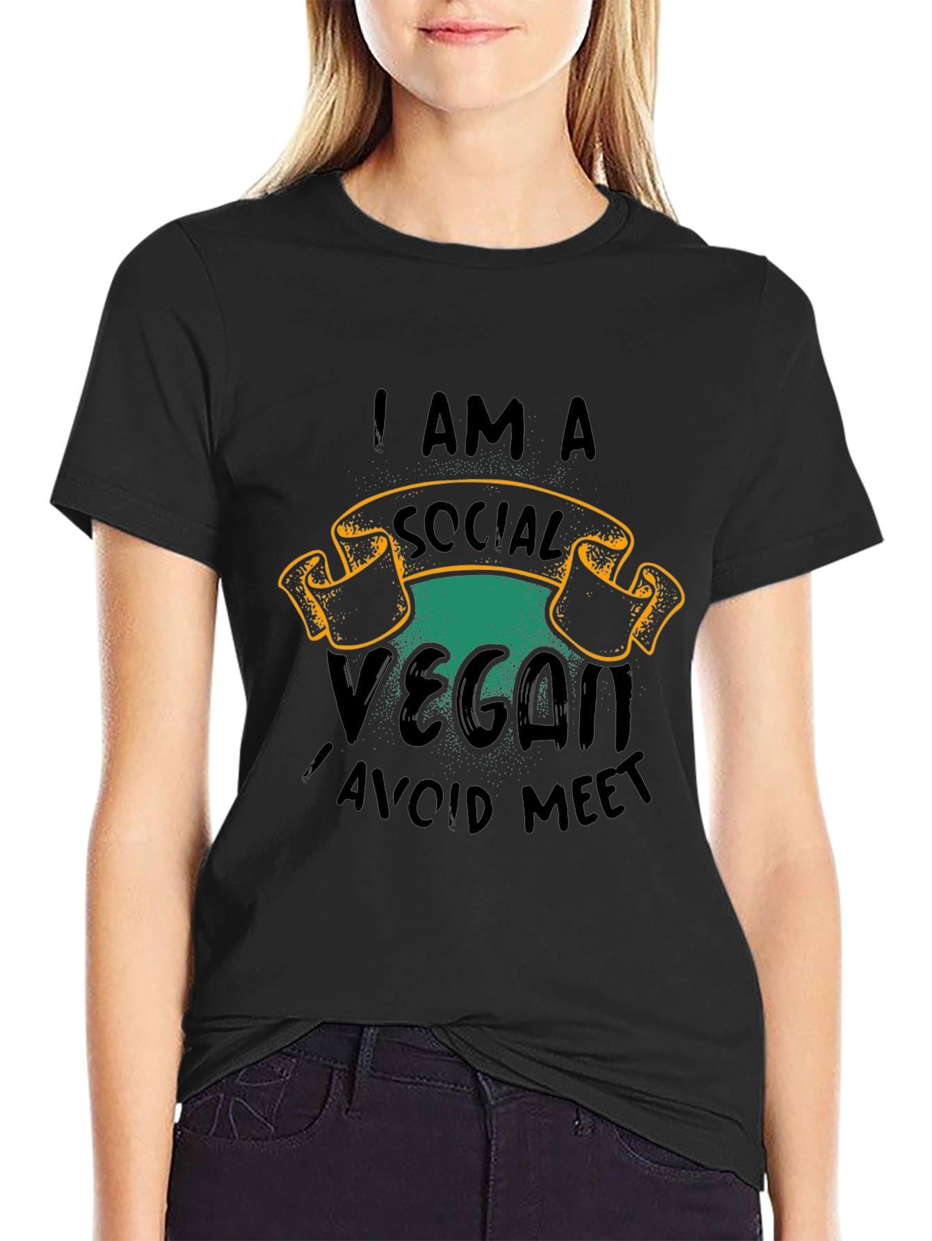 Black Social Vegan T-Shirt view 2
