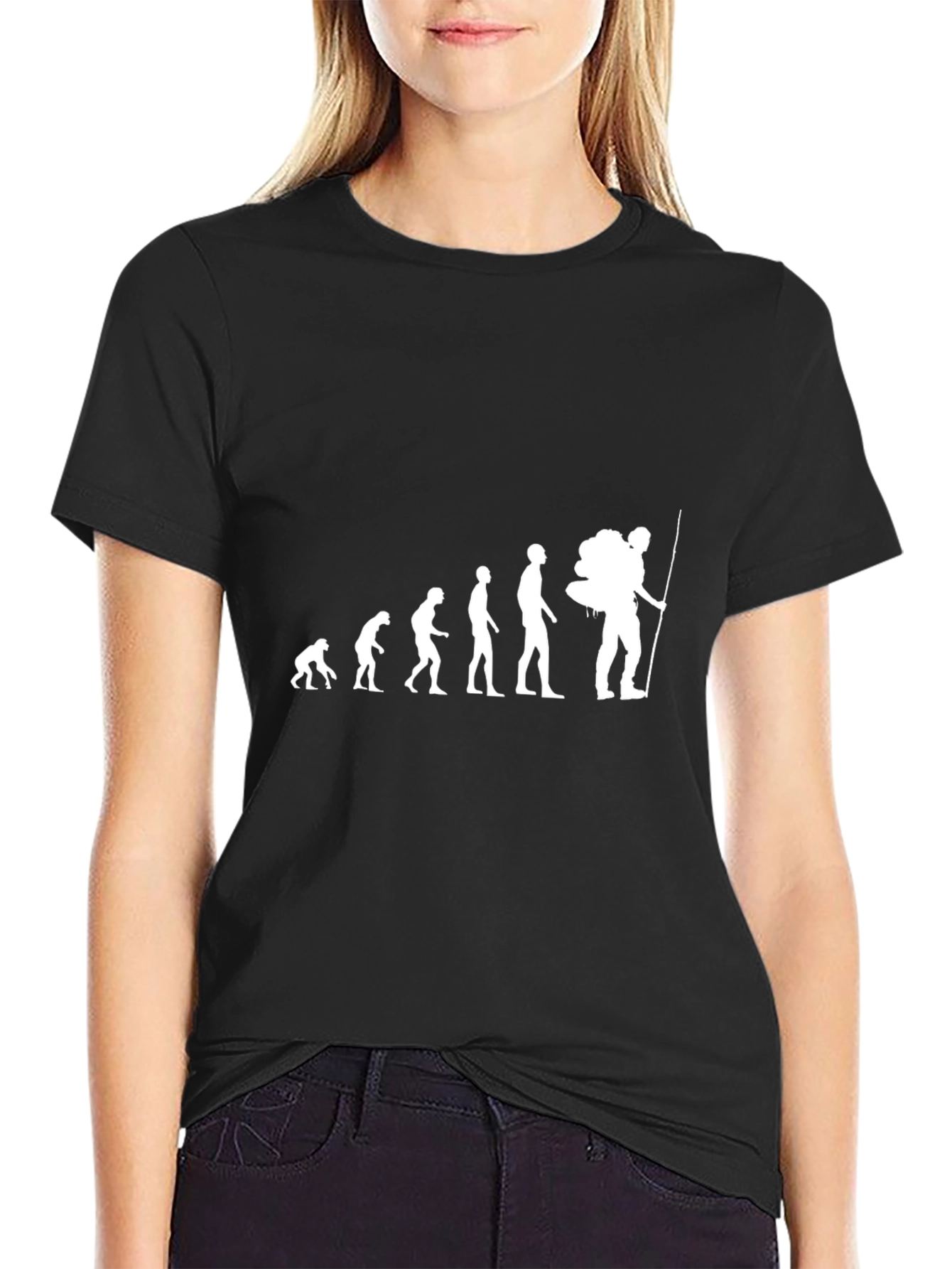 Black Evolution Hiker Graphic Tee - Black Cotton Shirt view 2