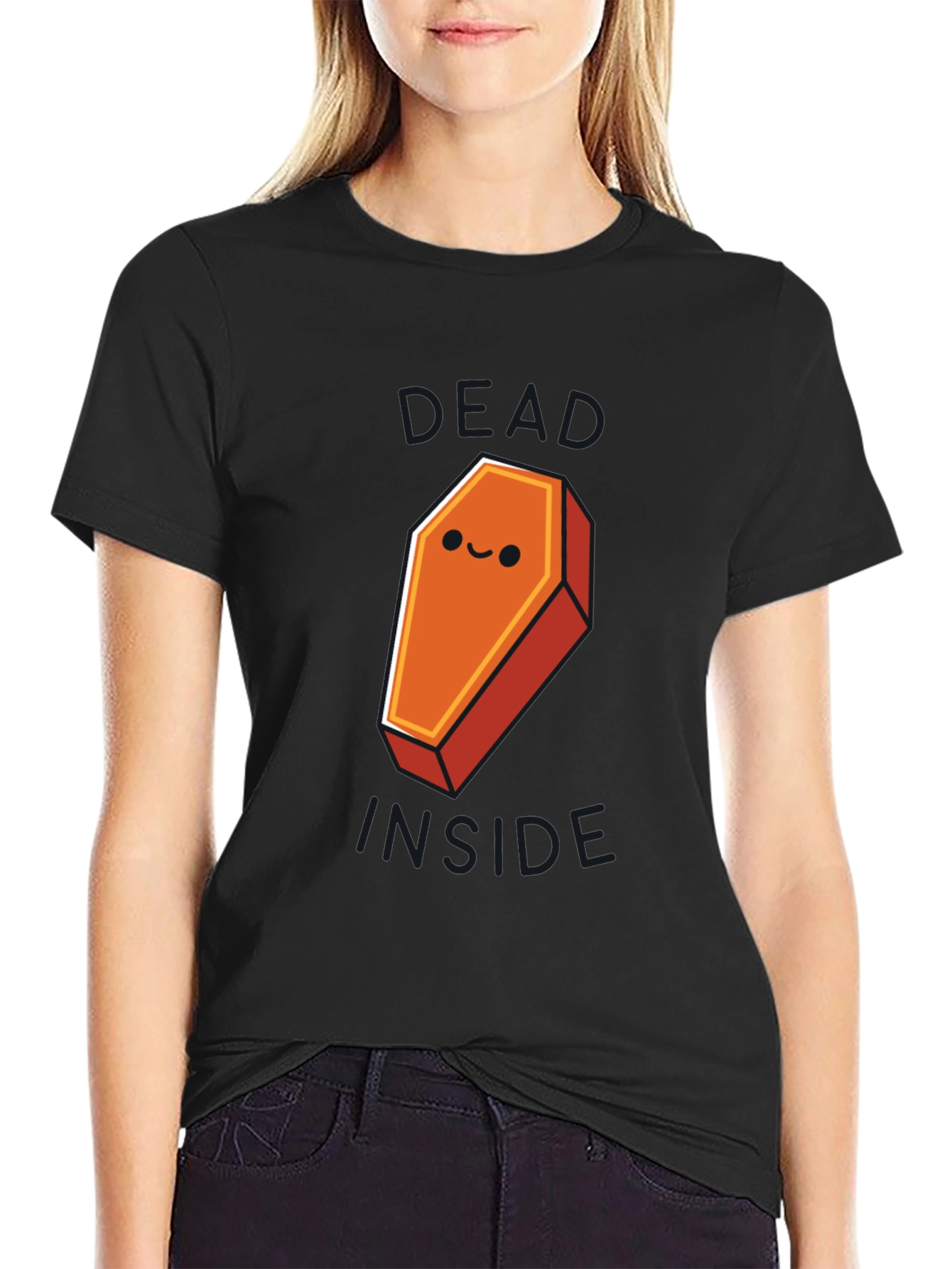 Black Dead Inside Coffin Graphic Tee - Soft Cotton Blend view 2