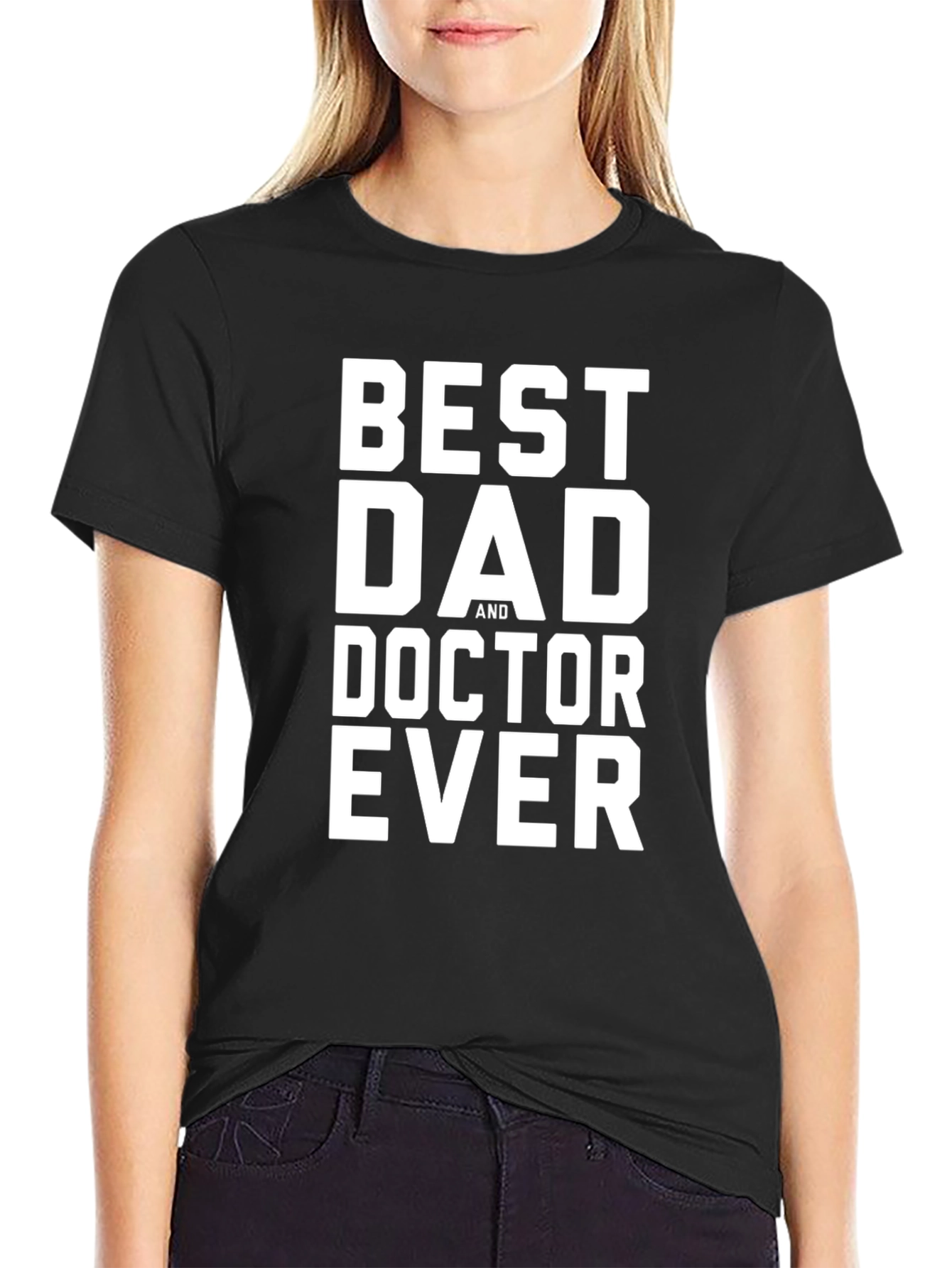 Black Best Dad Doctor Ever Black T-Shirt view 2
