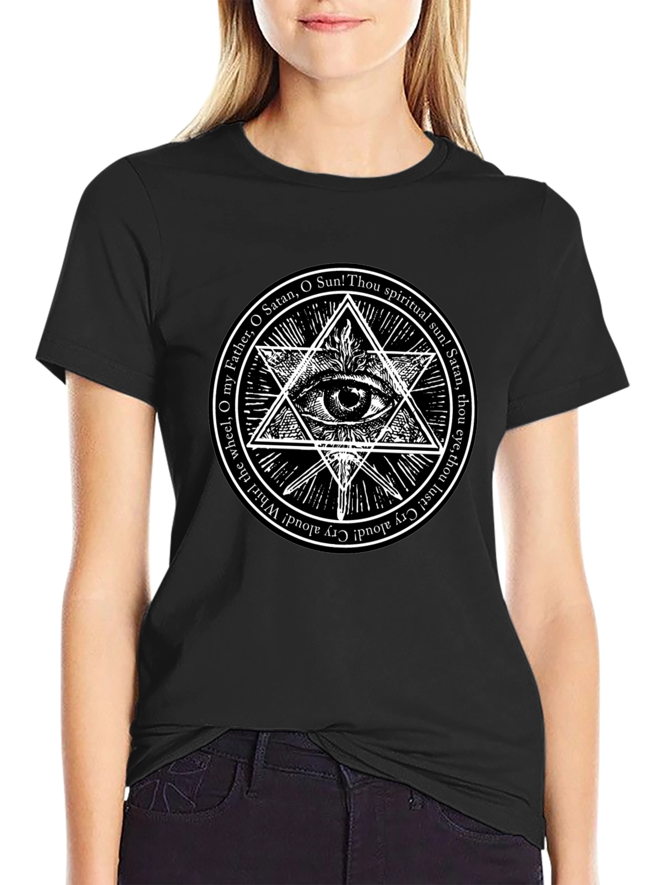 Black Occult Eye Graphic Tee - Spiritual Symbolism T-Shirt view 2