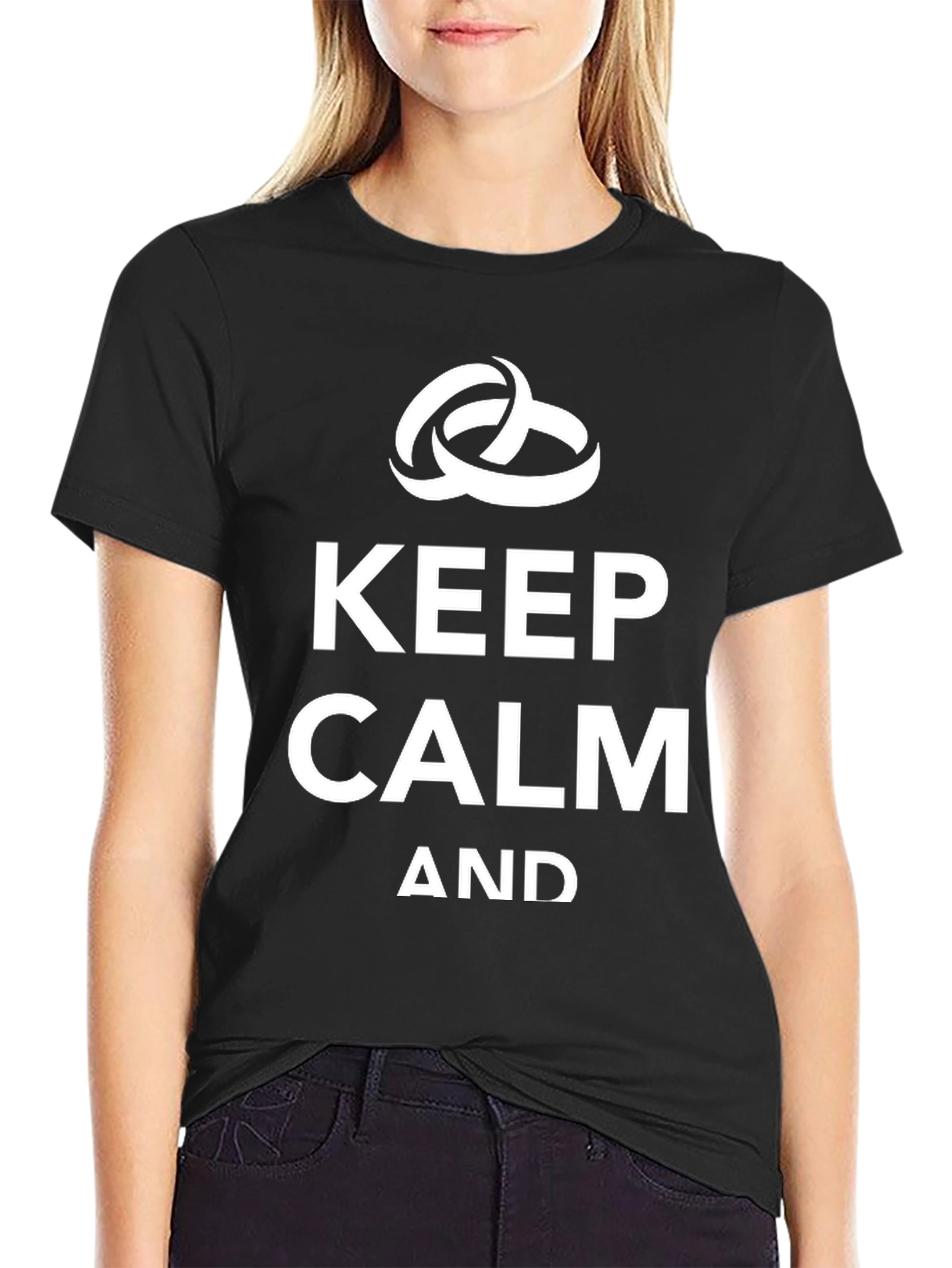 Black Keep Calm and Get Married T-Shirt - Black Crew Neck view 2