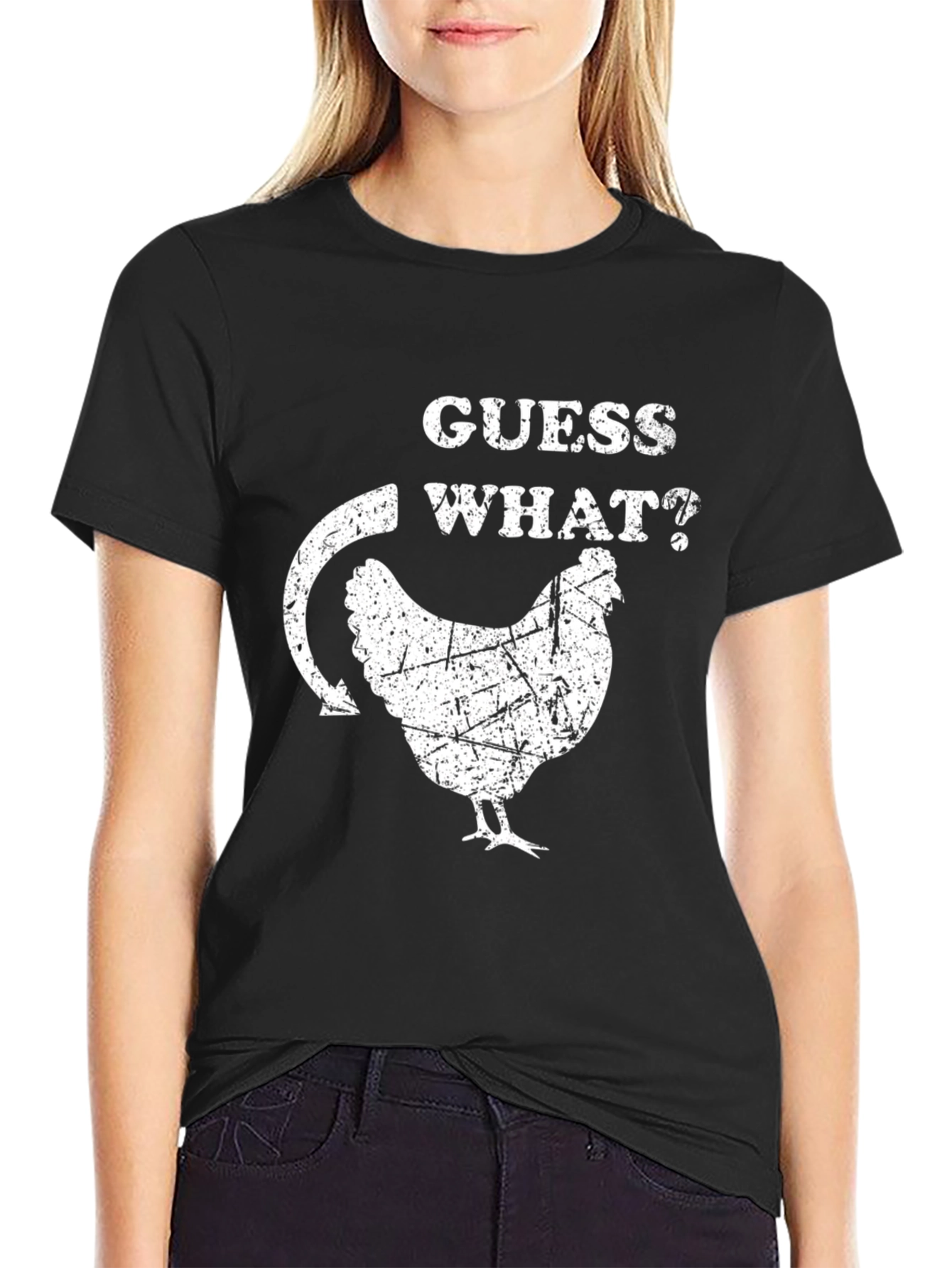 Black Guess What? Chicken Butt T-Shirt - Black view 2
