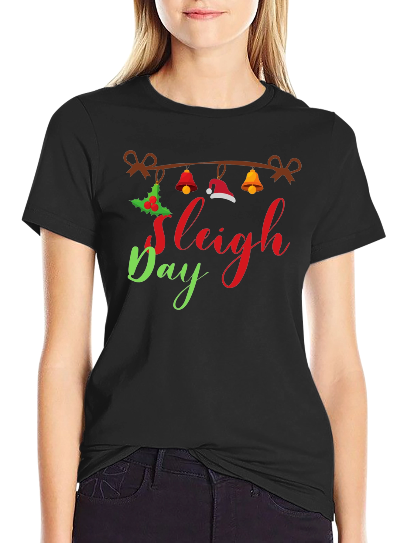 Black Sleigh Day Holiday T-Shirt view 2