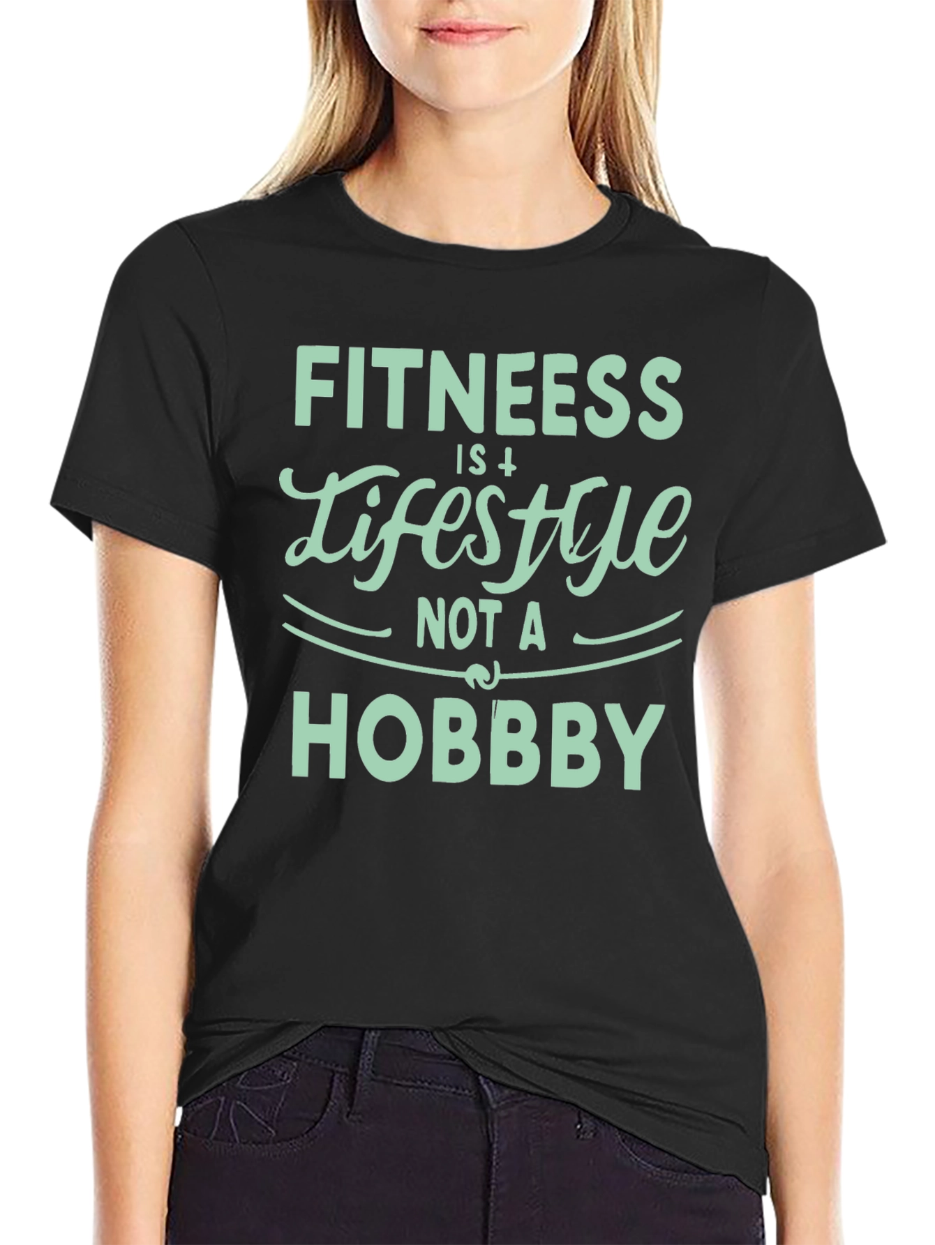 Black Fitness Lifestyle Graphic Tee - Motivation Shirt view 2