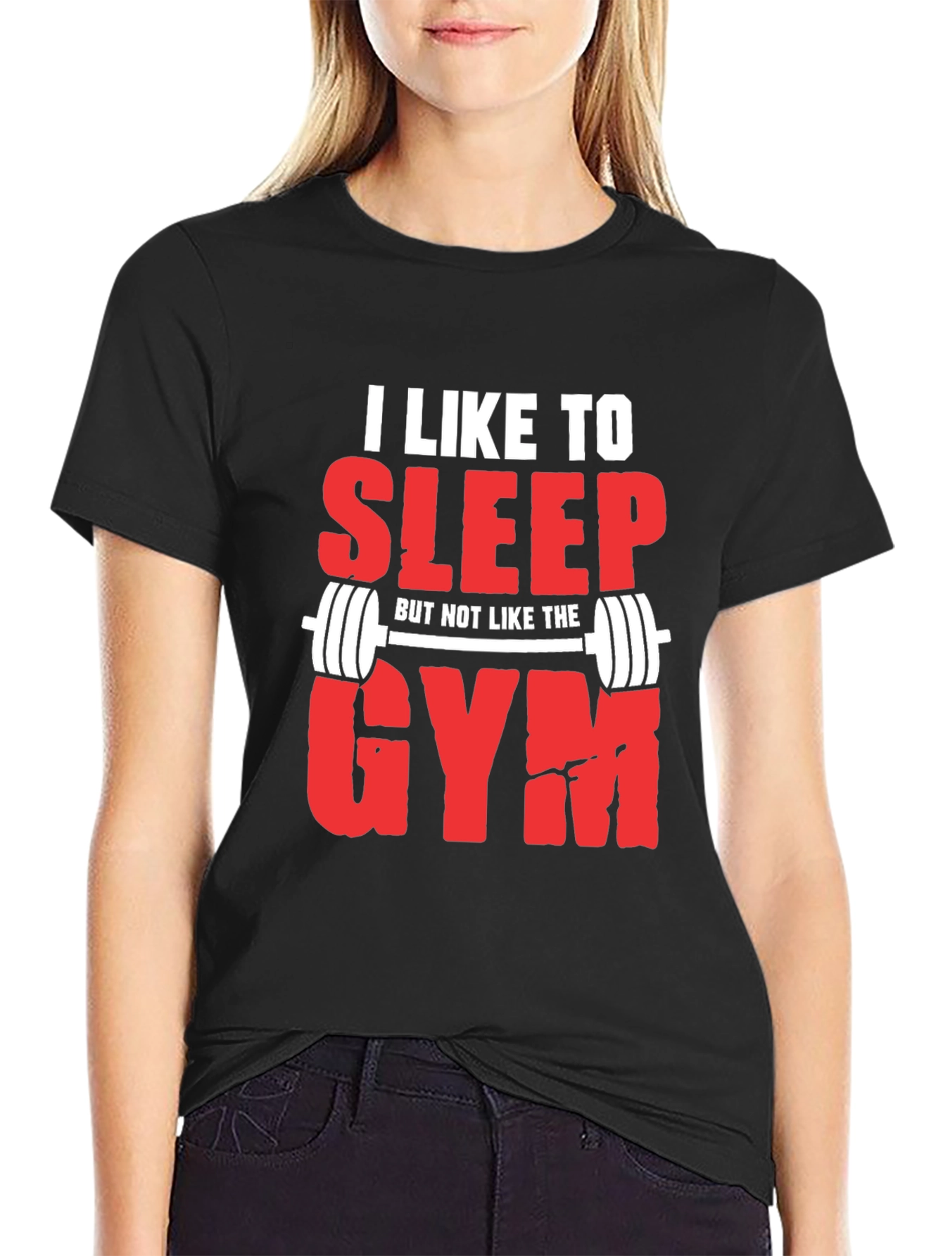 Black Funny Gym Hater T-Shirt: I Like to Sleep view 2