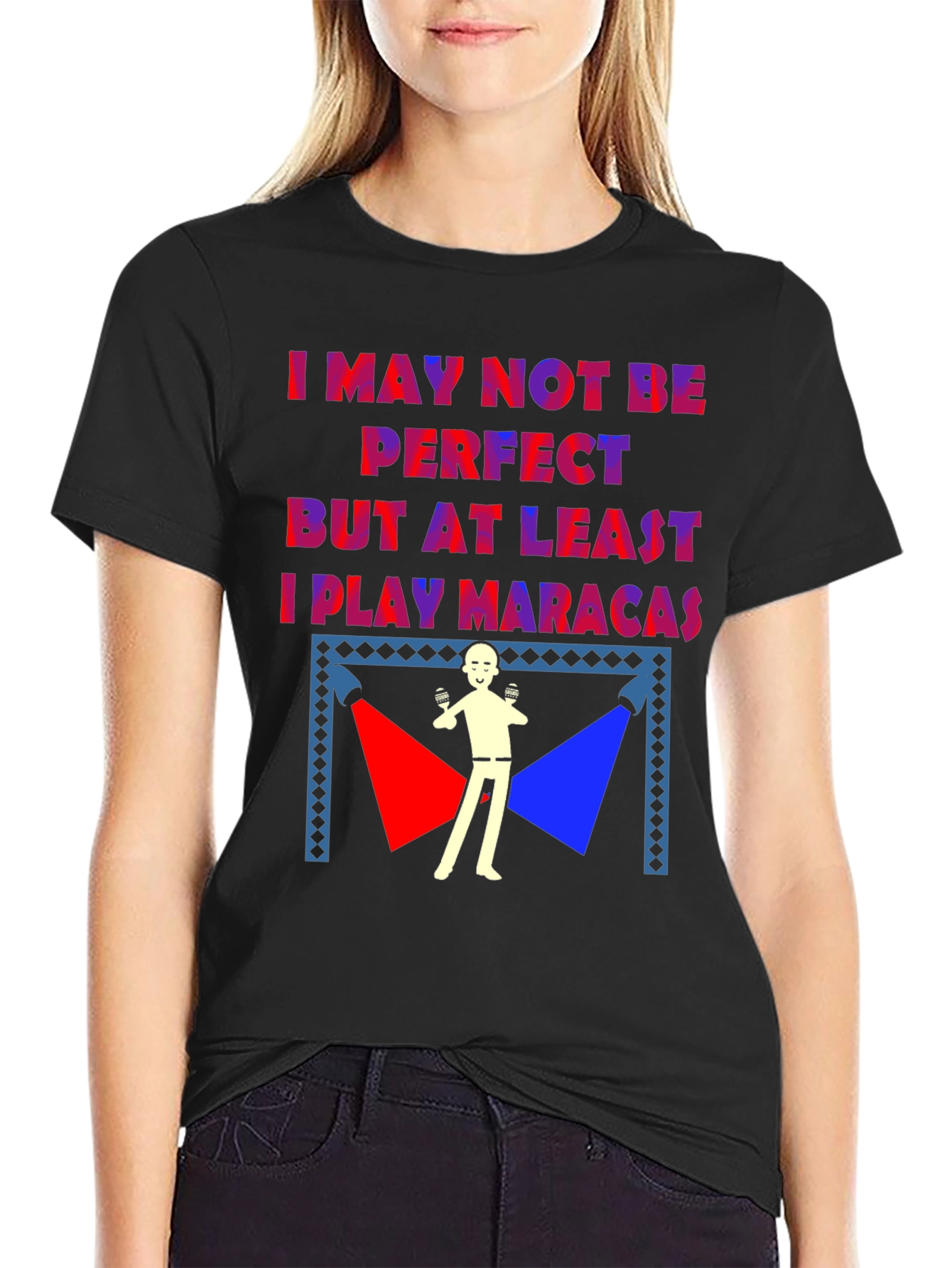 Black Funny Maraca Player T-Shirt view 2