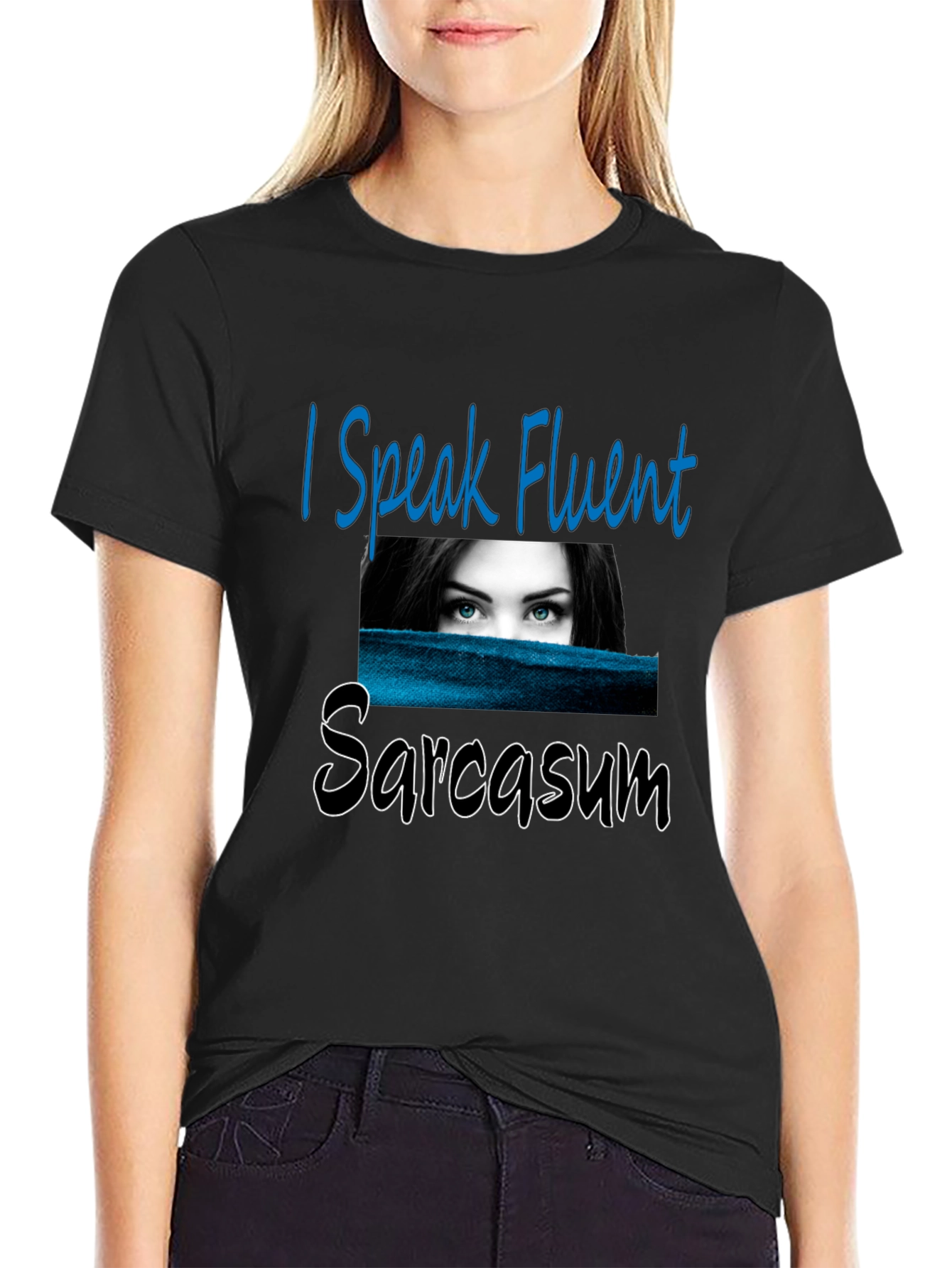 Black Fluent Sarcasm Graphic Tee - Unisex Black T-Shirt view 2
